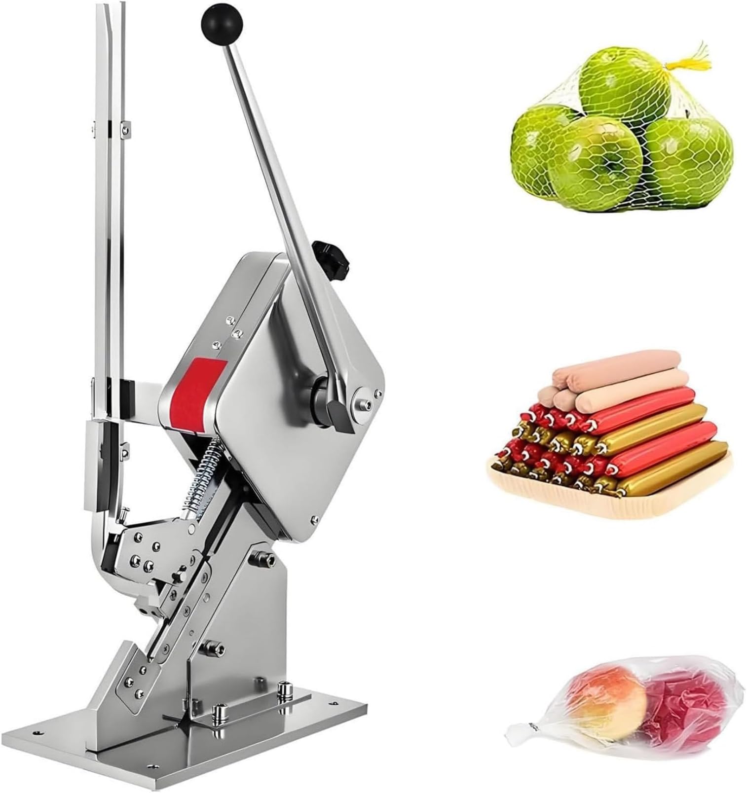 MRVAKDYDI Portable Tying Machine for Sealing, Manual U-Shape Sausage Sealing & Tying Machine for Supermarkets, Bakeries, 50-120mm Casing(Machine+U506Y)