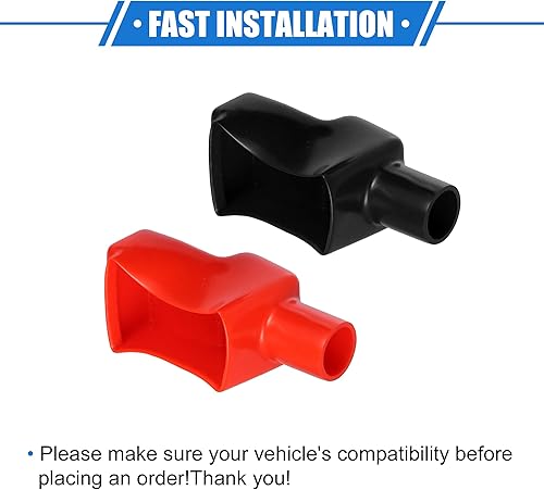 Miniatura 7 de 1 par de cubiertas de aislamiento de terminales de batería, 0.787 in, 0.79 pulgadas, protección universal para automóvil, motocicleta, camión, PVC,
