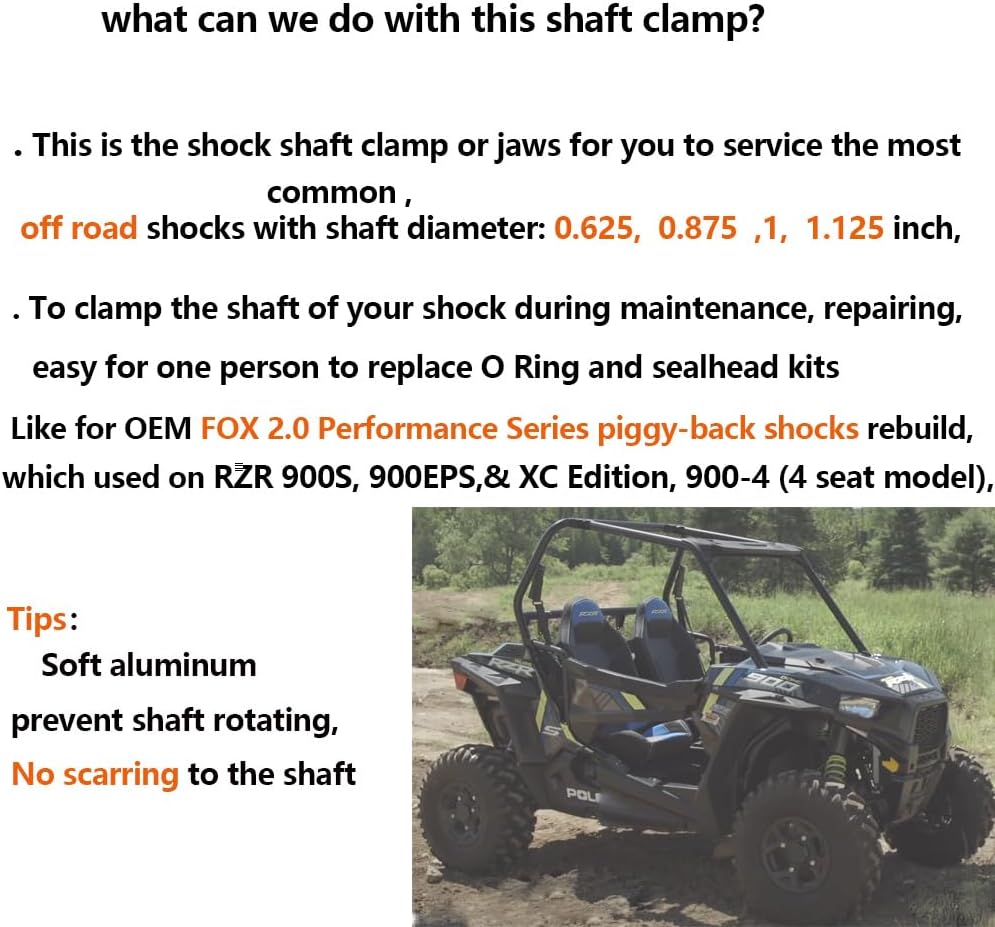 For Fox Shock Shaft Clamp,for Fox Shock Soft Jaws, Vise Clamp Shock Shaft Jaws for shaft diameter .625'', 0.875'', 1'', and 1.125''