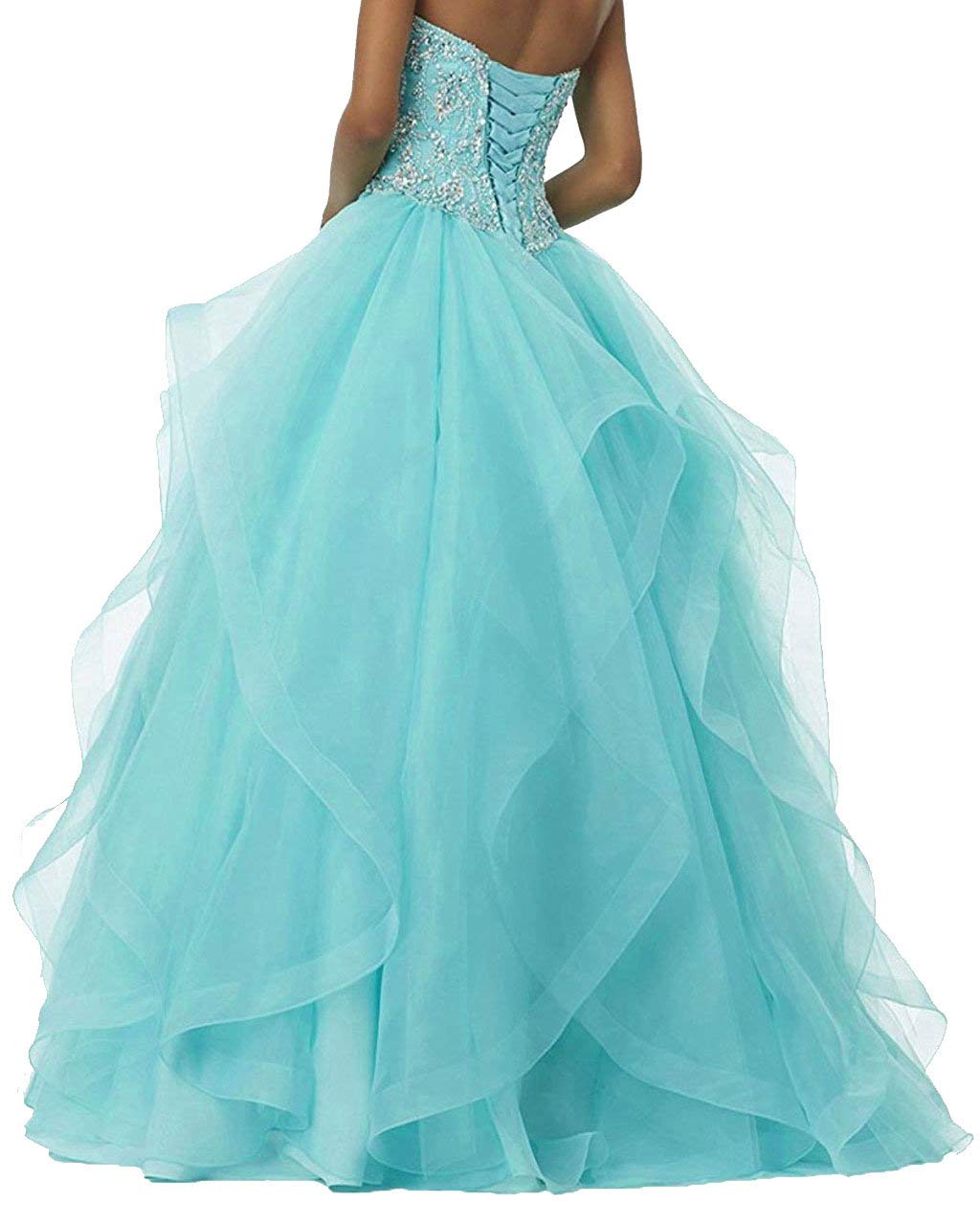 Vantexi Abito da donna con perle glitterate lungo da ballo, abito da sposa con volant in organza, abiti da ballo