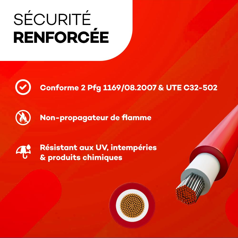 Cable de panel solar 4 mm² – Rojo – Longitud 25 m – Paneles solares, fotovoltaicos y uso exterior – Cobre estañado flexible – Alta resistencia UV, temperies y llamas – Normas 2 Pfg 1169/08.2007