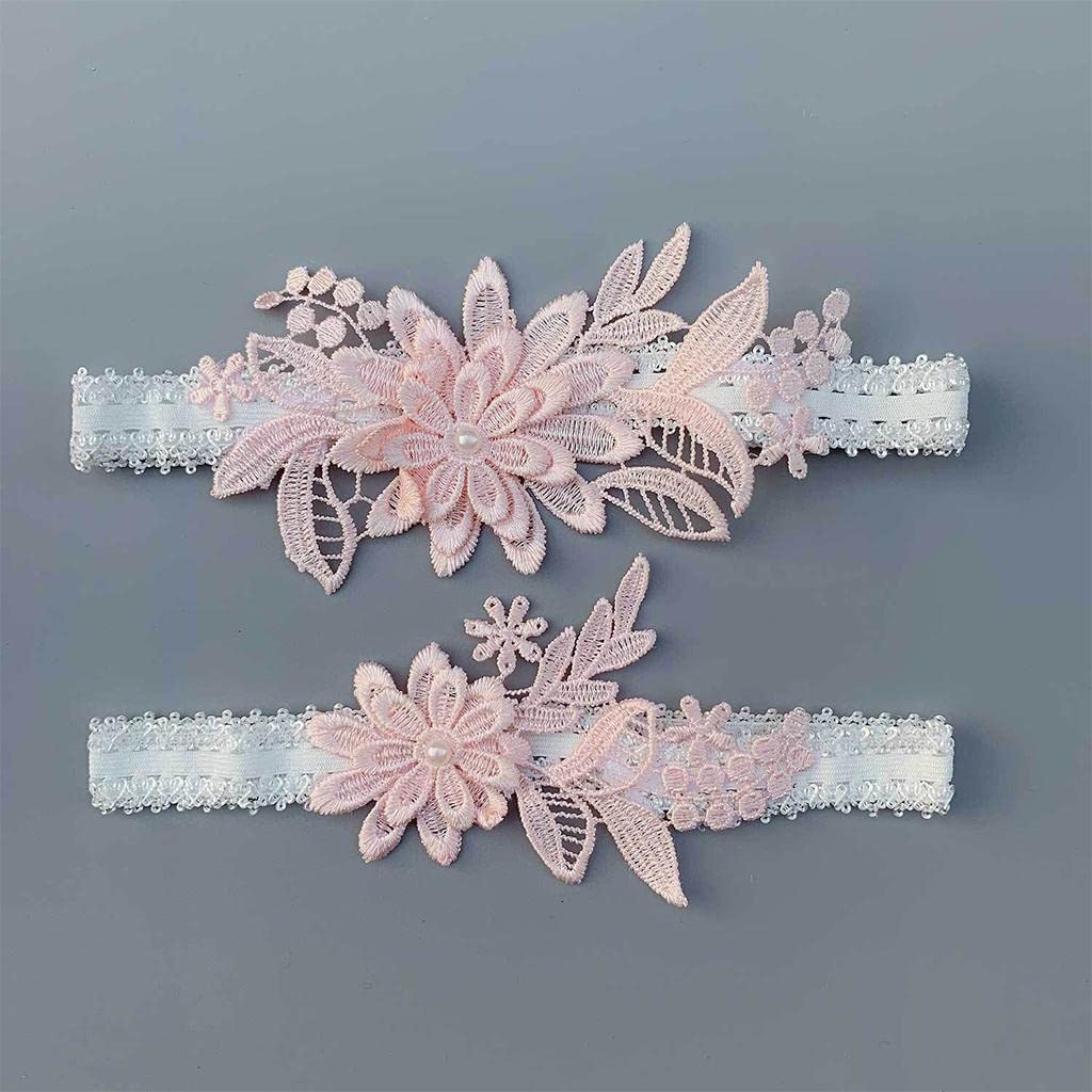 10 set 2 set di giarrettiere da sposa in pizzo giarrettiera per sposa danza set rosa, 40-60 cm