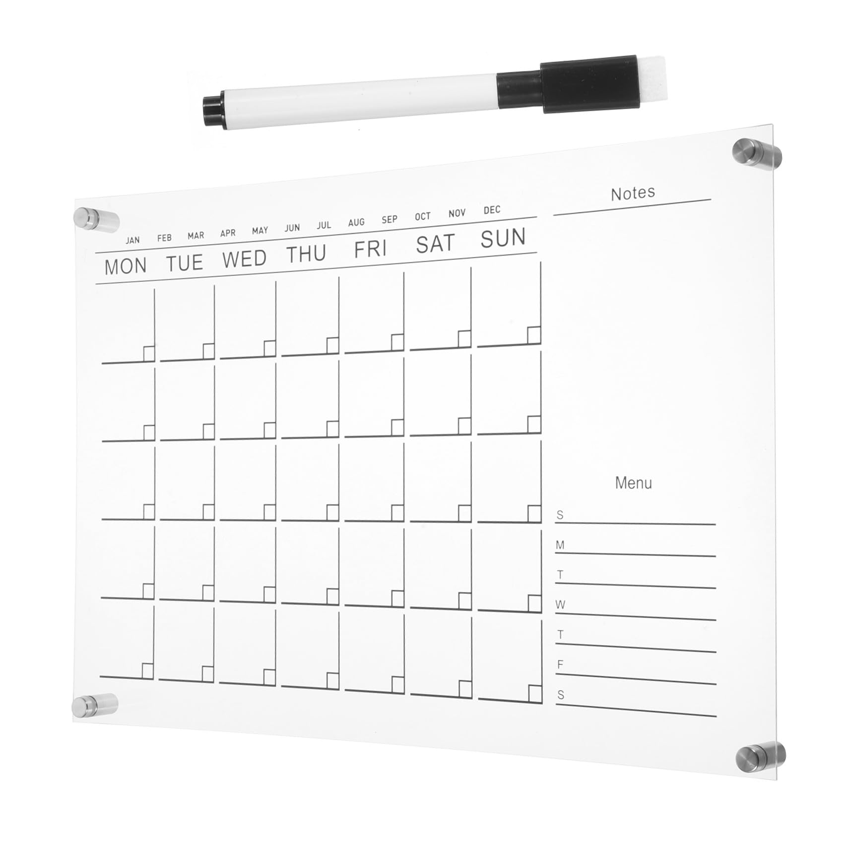 Calendrier Effaçable en Acrylique Transparent à Sec Tableau Planificateur Hebdomadaire Réutilisable Design Suspendu Léger et Décoratif Couleur Aléatoire pour Bureau et Maison