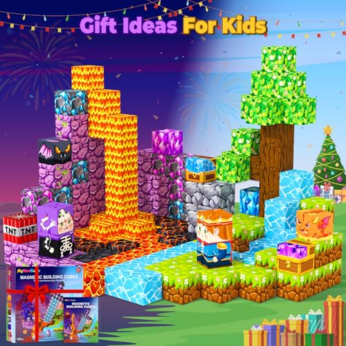 Image of Magnetic Blocks Building Toys for 3 4 5 6 7 8 9 10 11 12 13 Year Old Boys Girls, Kids Magnetic Cubes Tiles Montessori Sensory Travel Magnet Toys Games Christmas Birthday Party Toddler Gifts