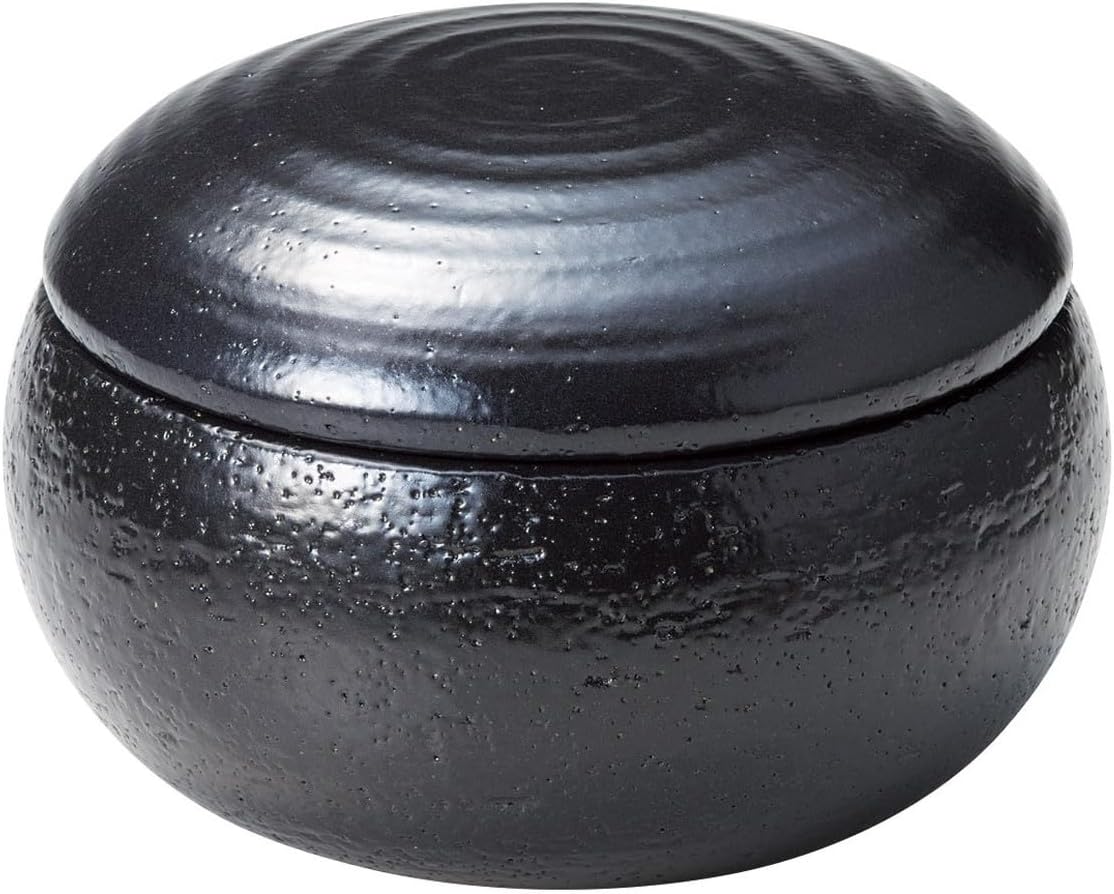Banko Ware 18823 Manmaru Oheyo Utensil (Large), Black Glaze, For 2 Combinations, Diameter Approx. 6.3 inches (16 cm), Microwave Safe, Dishwasher Safe, Made in Japan