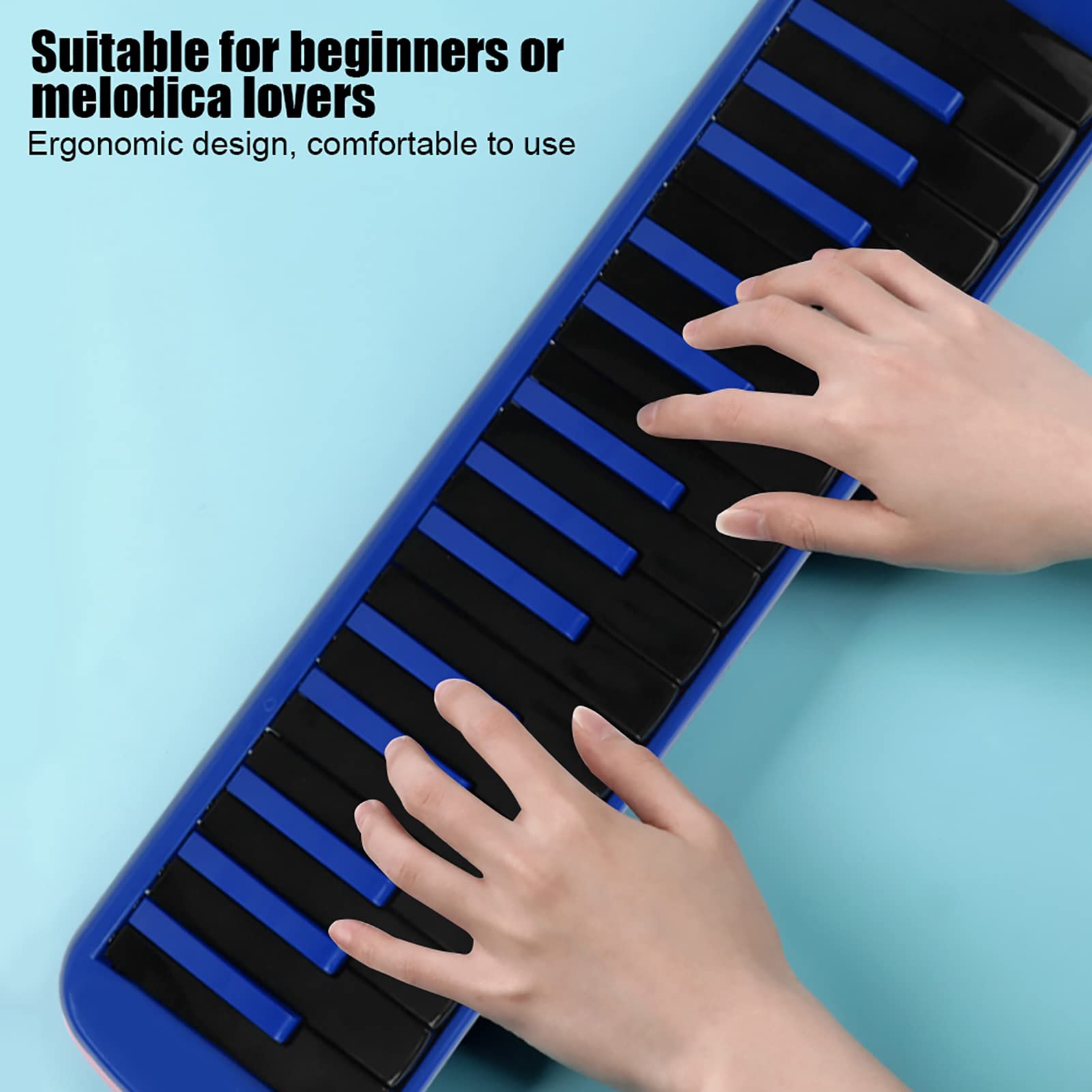 Melodica a 32 Tasti, Strumento a Fiato dal Design Ergonomico con Tastiera Integrata per Principianti o Amanti della Melodica, Include Borsa in Eva 3D (Blue)
