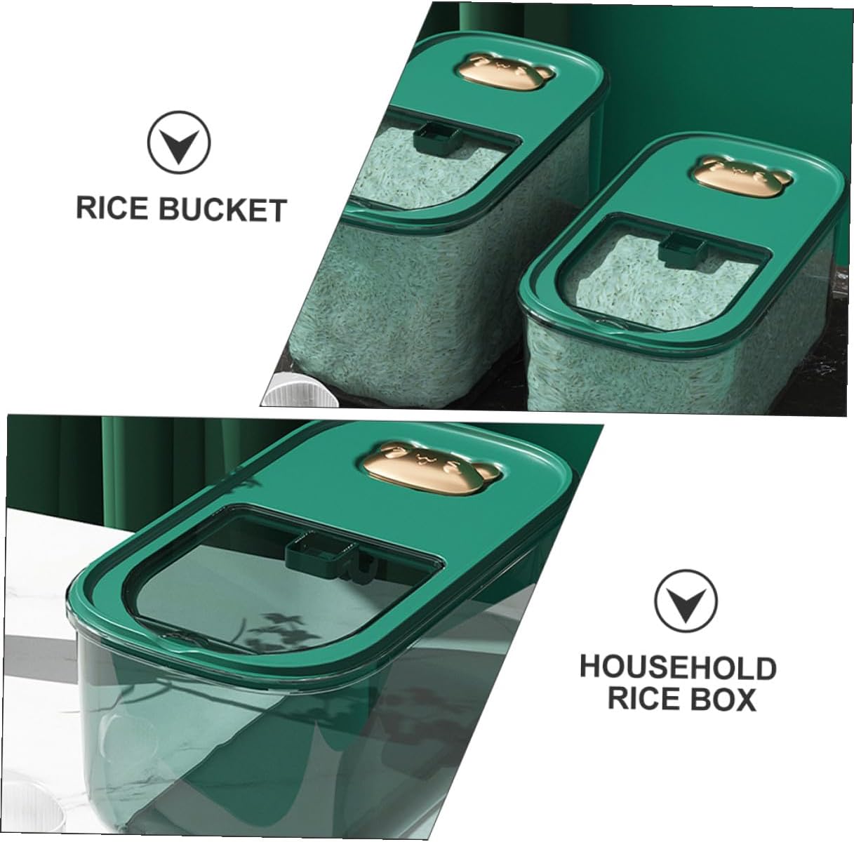 SECFOU Airtight Plastic Rice Container 10lb Sealed Grain Storage Bucket Moisture-proof Kitchen Food Storage Bin for Household Rice and Cereal