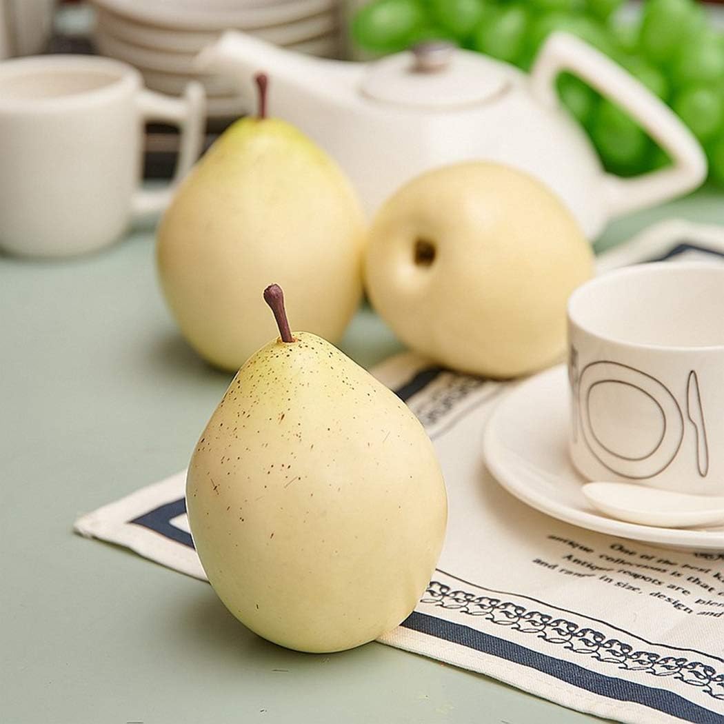 5 Pcs Artificial Fruits Pear Lifelike Artificial Fruit Realistic Pear Decoration Plastic Fruit Decor for Home Table Decor Fruit Bowl Kitchen Party Photography Prop