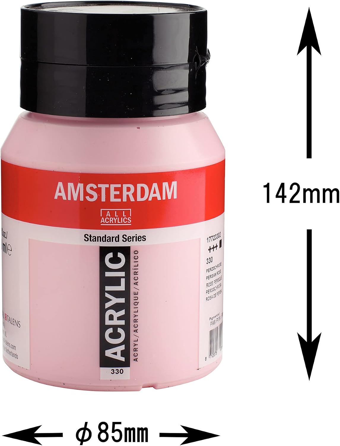 Amsterdam Standard Series Acrylic Jar 500 ml Persian Rose 330 (17723302), 500 ml (Pack of 1) - Image 5