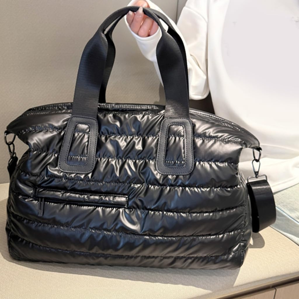 Elegante borsa da viaggio impermeabile lucida grande capacità borse a tracolla per palestra sport nuoto e attività all'aperto, Blu, 34x20x44cm, moderno