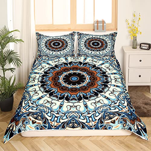 Erosebridal Oriental Floral Bedding Sets Full Vintage Flower Comforter Cover For Teens Adults, Boho Mandala Bed Set Retro Aesthetic Duvet Cover, Persian Medallion Quilt Cover Lightweight #TOP1