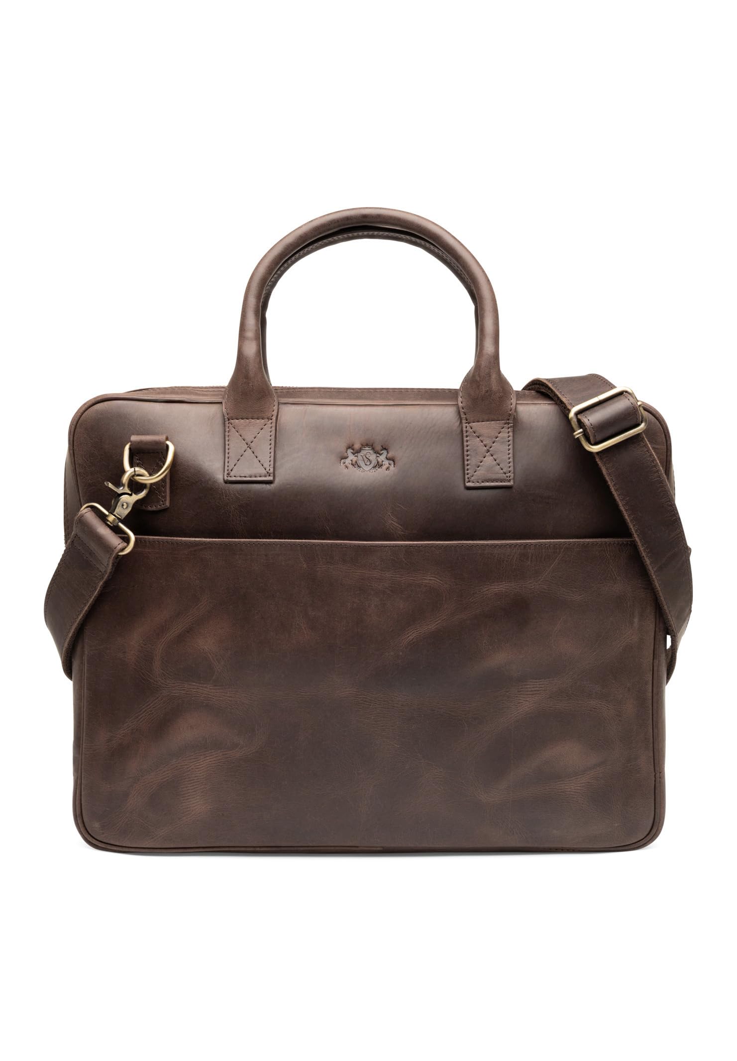 SID & VAIN Sac Ordinateur Portable Cuir véritable 15 Pouces Aden Mallette Professionnelle bandoulière Grand pour Hommes Serviette de Travail Etudiante Marron