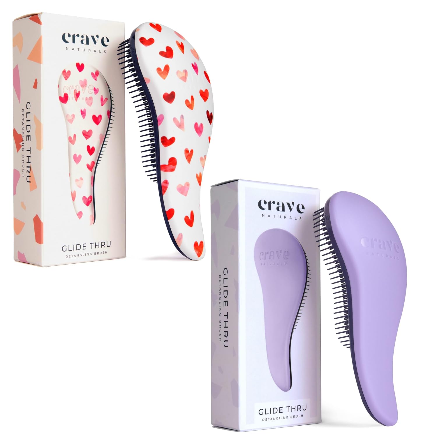 Crave Naturals Glide Thru Detangling Hair Brush for Adults and Kids - Detangler Hairbrush for Curly or Straight, Wet or Dry Hair - Gentle on Tangles