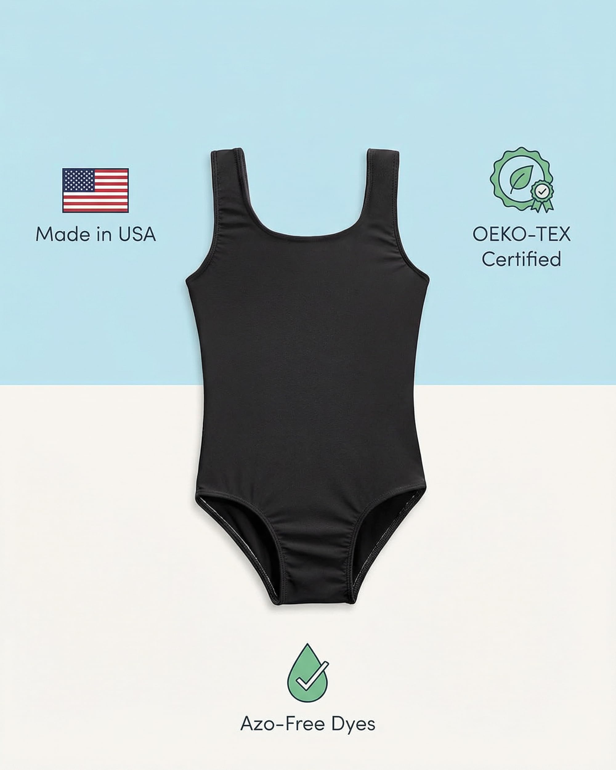 City Threads Girls Bathing Suit One Piece UPF 50+ Made in USA, Tank Swimsuits Girls Swimwear (Black, 12)