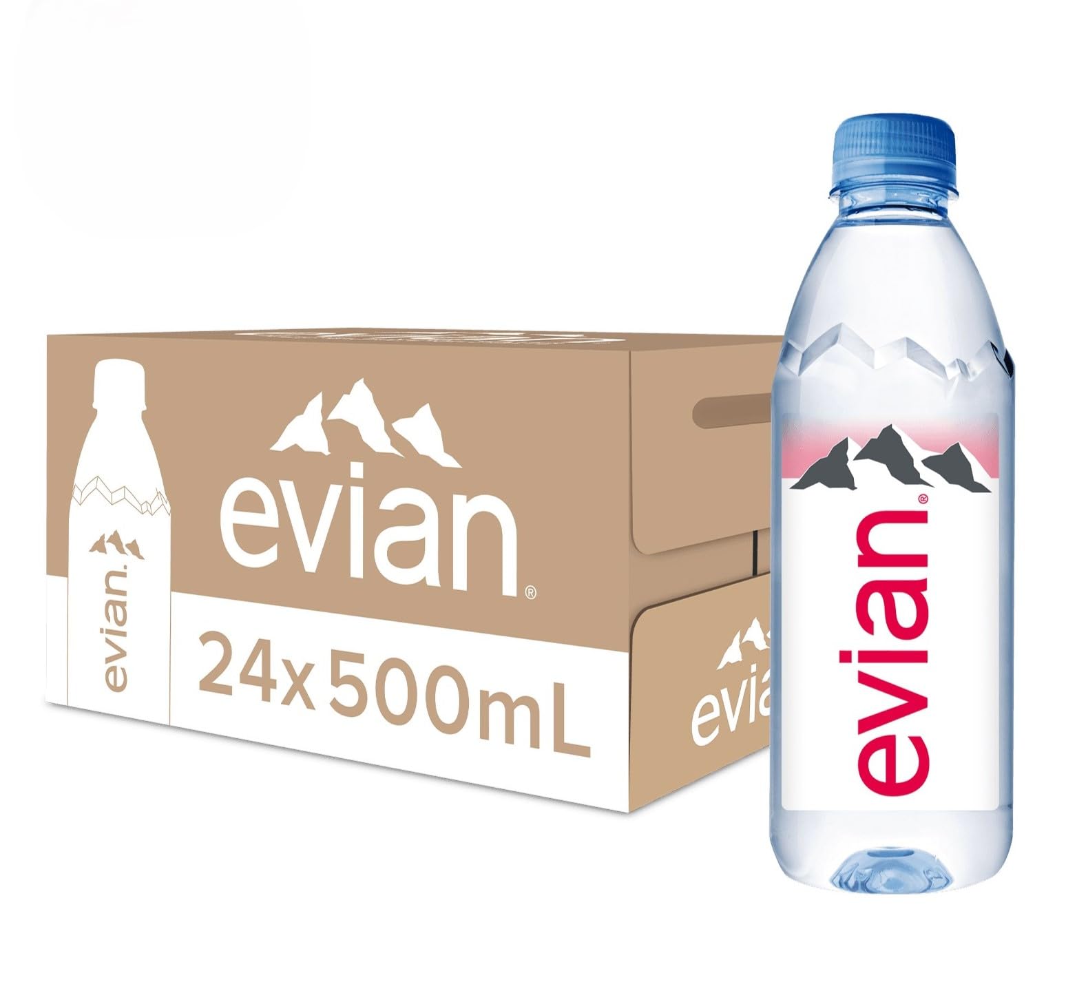 – Mineral Water, Naturally Filtered Drinking Water, 500ml Bottled Water Crafted by Nature, Case of 24 x 500 ML Evian Water Bottles