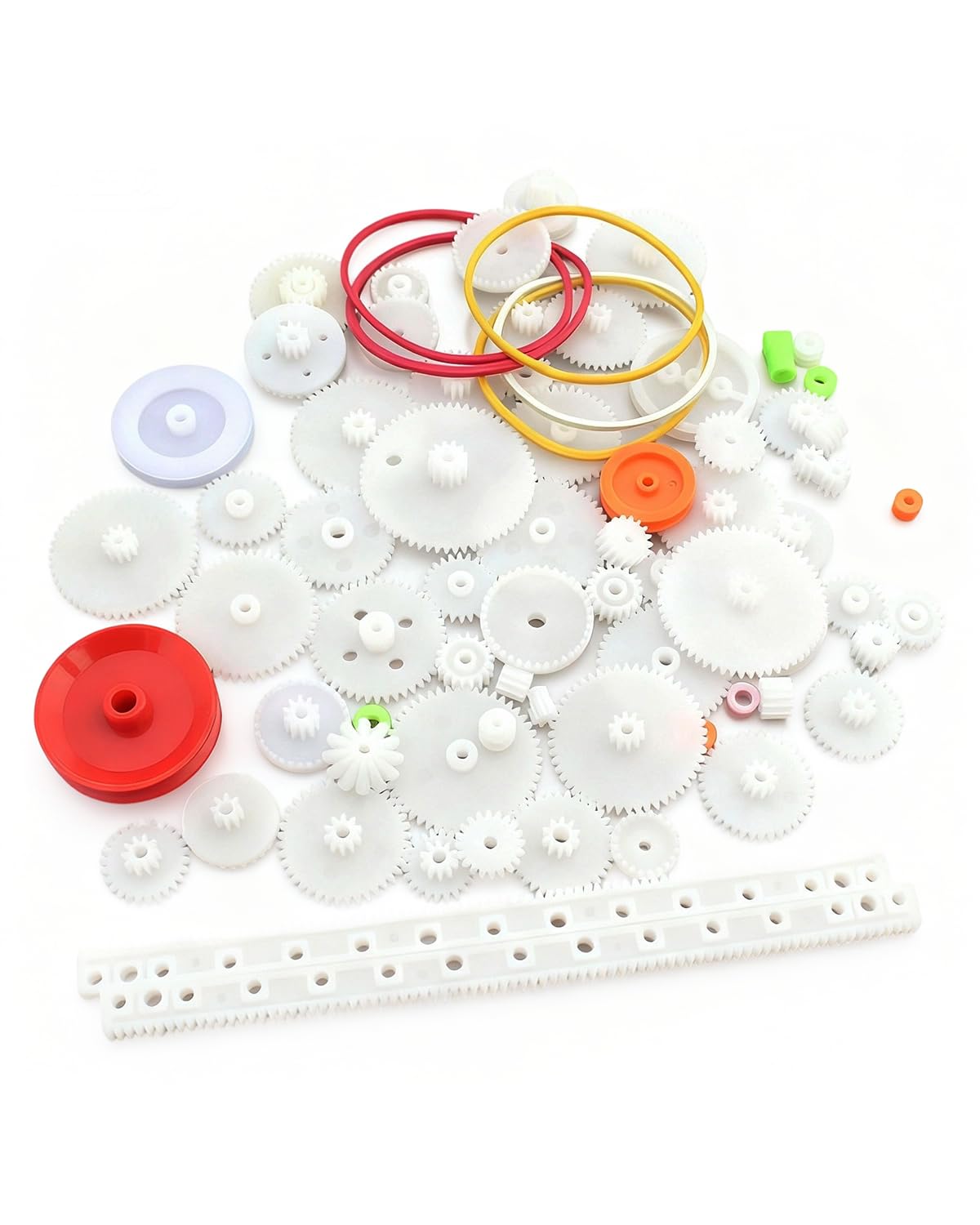 Juego de Engranaje de Plástico,Juego de poleas de Correa Dentada, Engranaje de Motor Juego de Ruedas Modelo de Automóvil para Robot Coche Motor de Juguete DIY, 75 Tipos