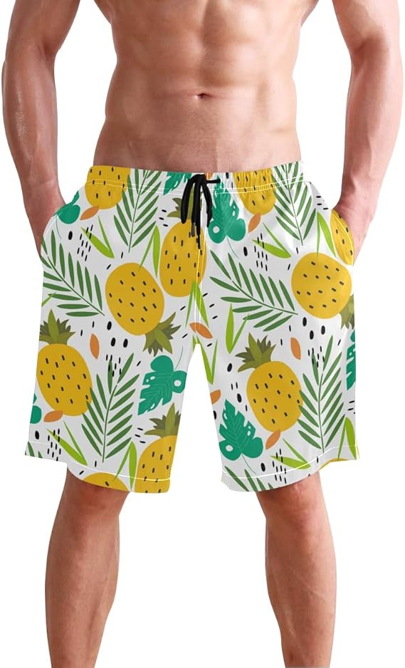 CENHOME Mens Swim Trunks Tropical Leaves Pineapples Pattern Beach Board Shorts Amazon.ca