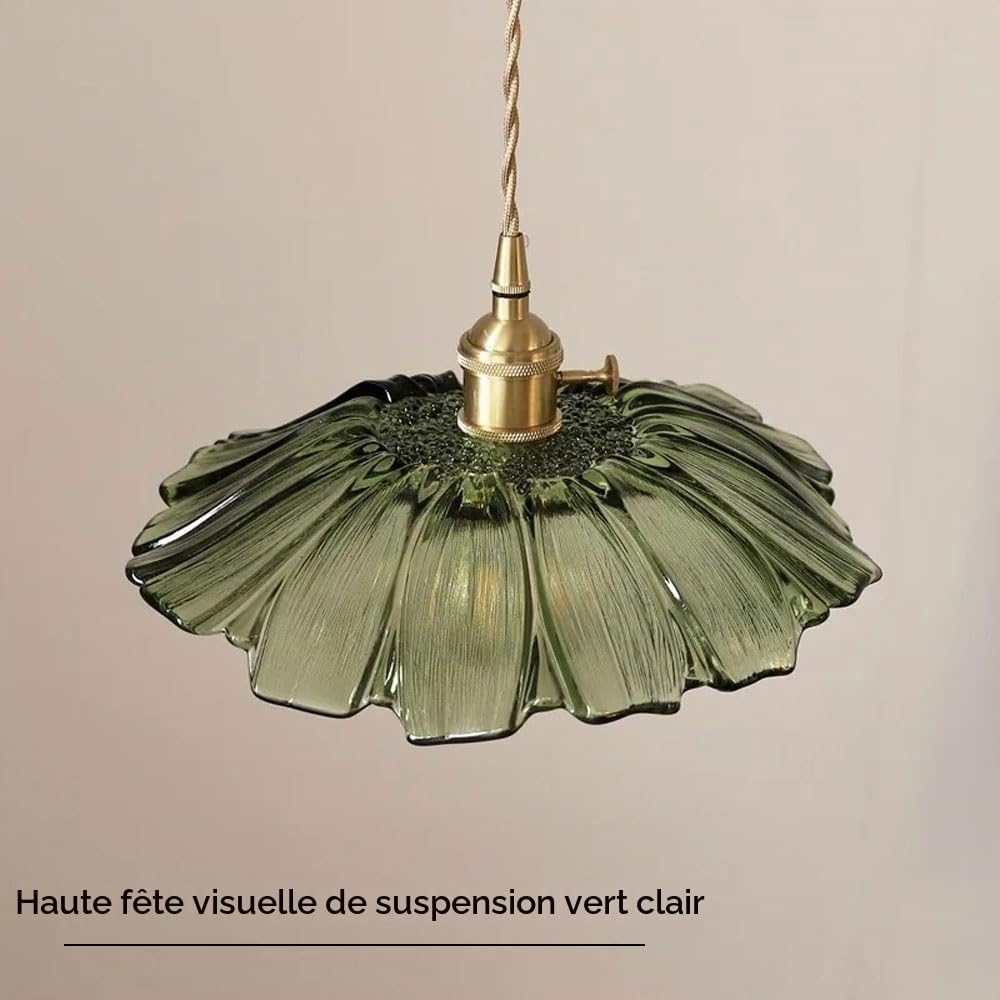 NOKTAI Luminaire Suspension Dôme en Verre Transparent Vintage Industrielle, E27 Plafonnier avec fini en laiton poli Lustre, Suspension Lampe de Salle à Manger Cuisine Salon Chambre green