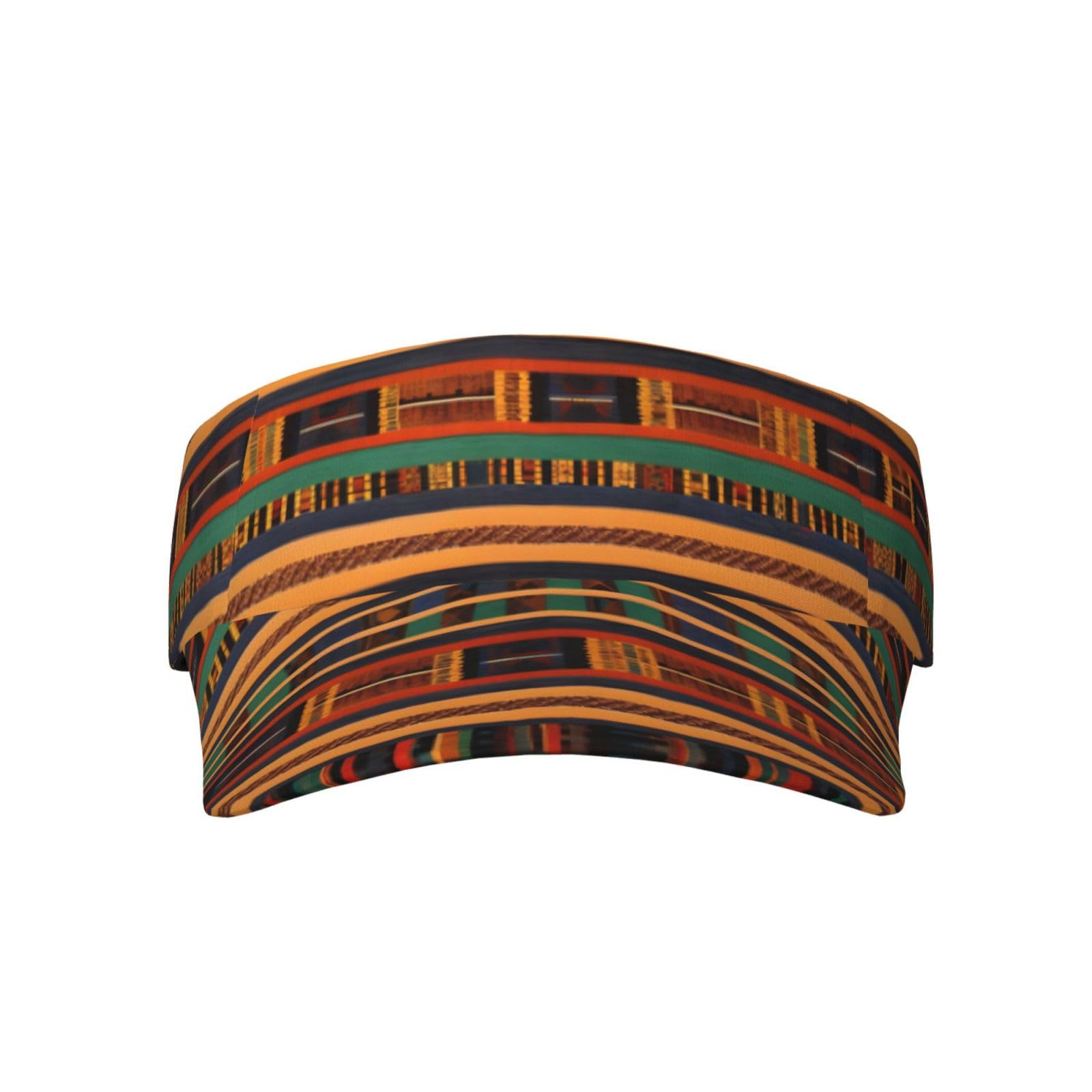 Mypiky Unisex African Weaving Print Adult Sunscreen Visor Cap Empty Top Baseball Cap Sun Hat Cap Sports Visor Hat For Men Women One Size
