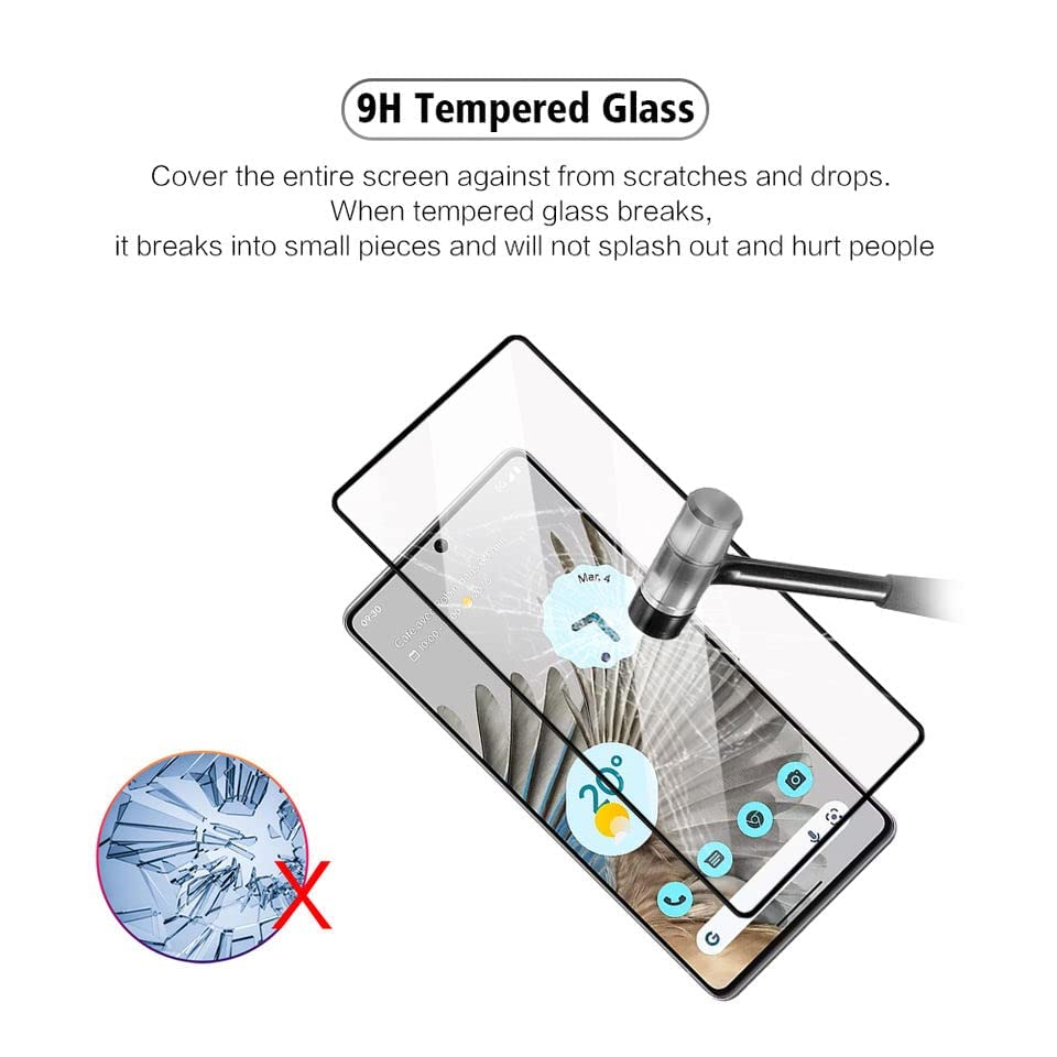 Image of Advanced Premium Tempered Glass Screen Protector Guard For Google Pixel 7 (Black, Pack of 1) Full Glue Edge to Edge Coverage with Easy Installation Kit- By Blackwik