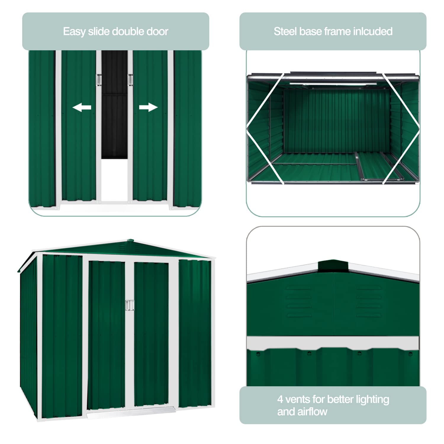 Buy Crownland Patio Backyard Garden Storage Shed 4 x 6 Feet Tool House