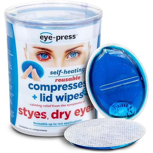eye-press Self Heating Eye Compress and Lid Wipes, Stye Treatment, Dry Eyes, Chalazia, Blepharitis and Post Eye Surgery Relief, Soothing Moist Heat and Cleansing, 10 Reusable Eye Pads