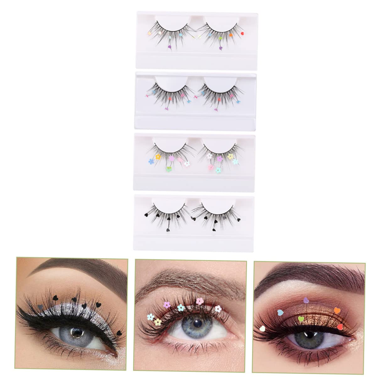 Didiseaon 12 Paia ciglia finte con paillettes ciglia finte di halloween glitter per gli occhi ciglia costume ciglia cosplay extension ciglia glitterate massa estendere 3d Imitazione