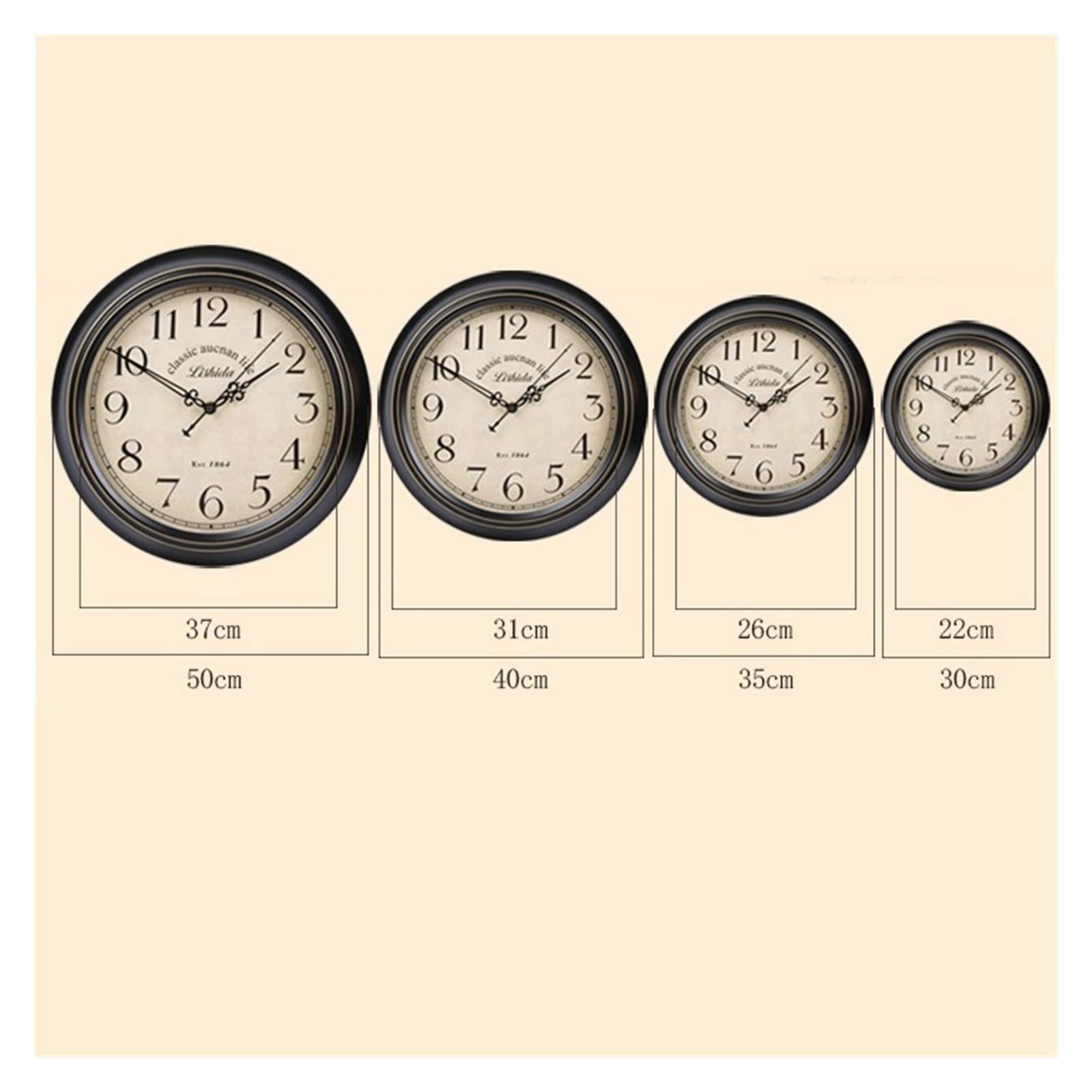 Large Retro Silent Wall Clock Living Room Shabby Chic Creative