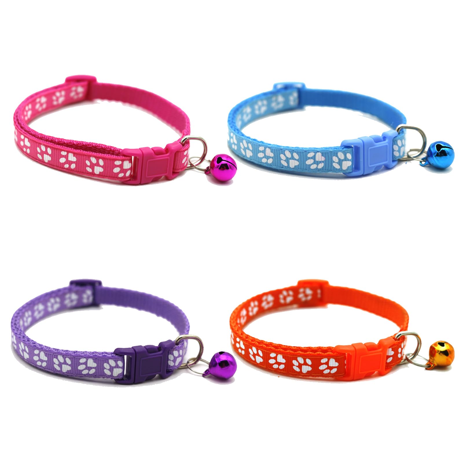 FSYXK 4 Collares de Gato de liberación rápida Reflectantes de Seguridad de Nailon con Campana de 19 a 32 cm