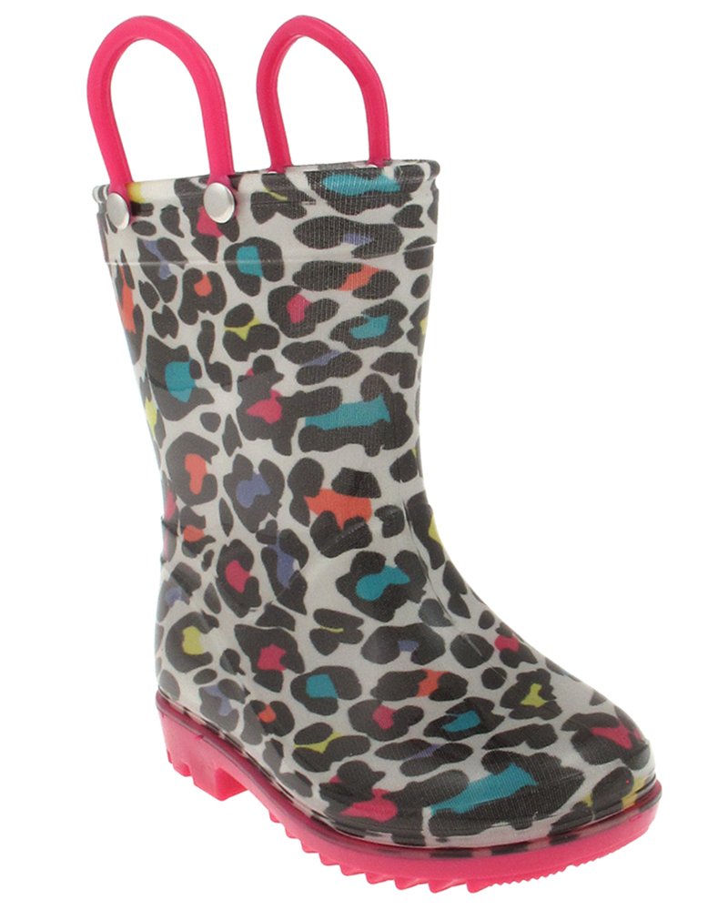 Capelli New York Shiny Leopard Printed Toddler Girls Jelly Rain Boots