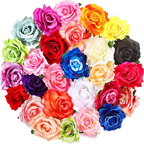 27 Pieces Big Rose Flower Hair Clip Rose Hairpins Flower Brooch Pin Performance Accessory for Summer Holiday Style Women Girls