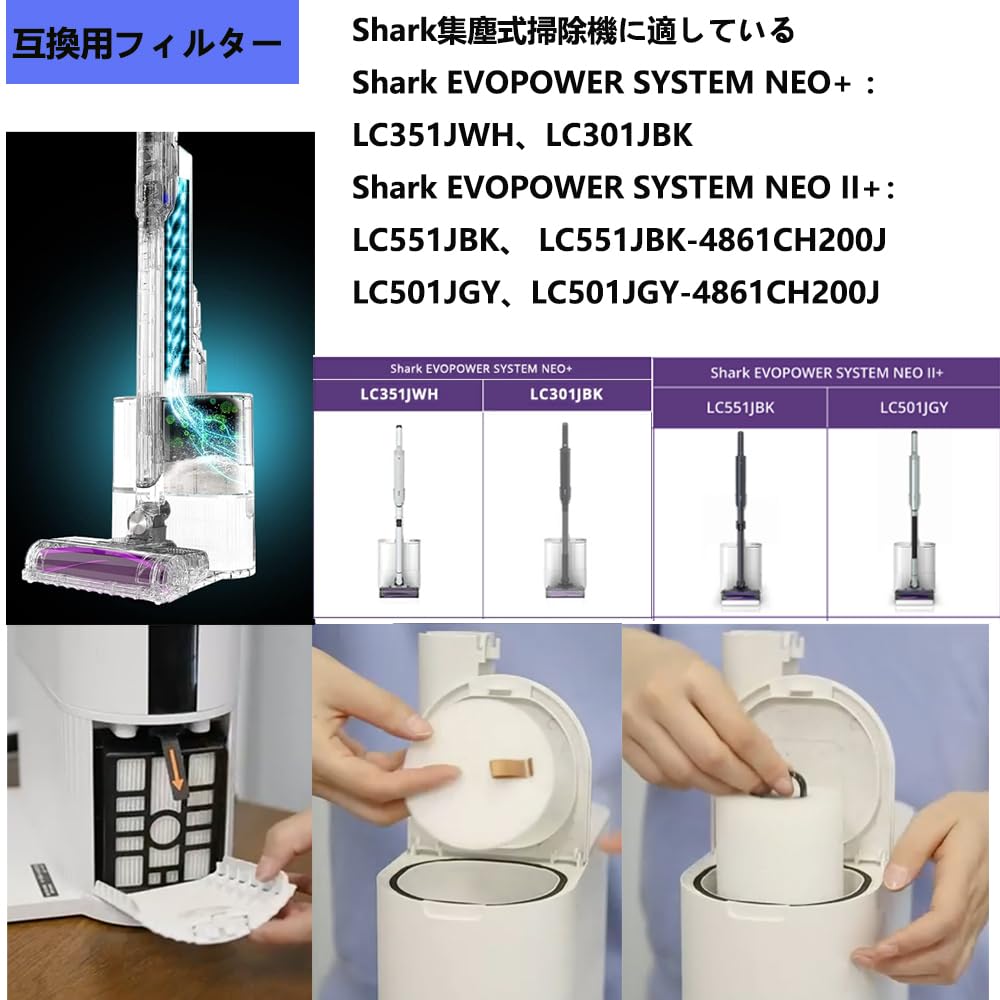 Amazon.co.jp: Emdou掃除機フィルターHEPA交換品型番XFFCJ200適用Shark
