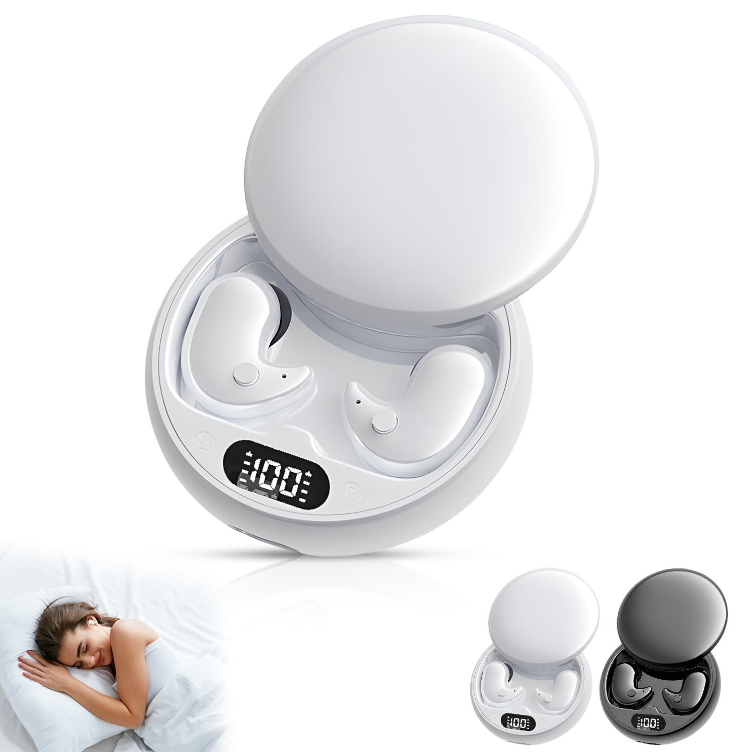 Invisible Sleep Wireless EarphoneHeadphones Invisible Earbuds Invisible Earbuds Wireless Bluetooth with Clear Sound Comfortable Fit Waterproof Design White