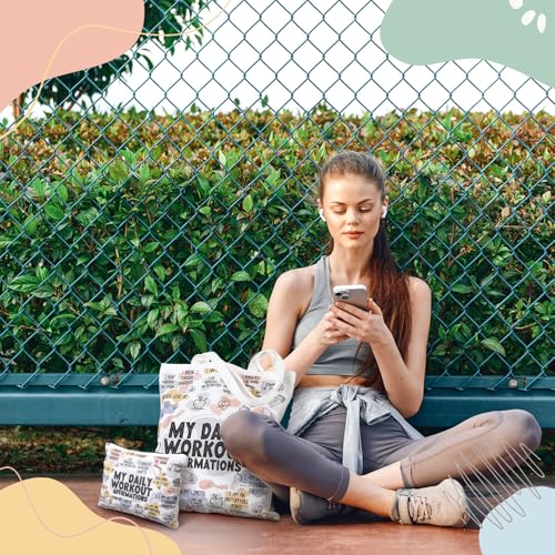 2 Pcs Daily Affirmations Canvas Makeup Bag Tote Bag Workout Gifts for Women Mental Health Gym Lover Gift for Mom Teacher3