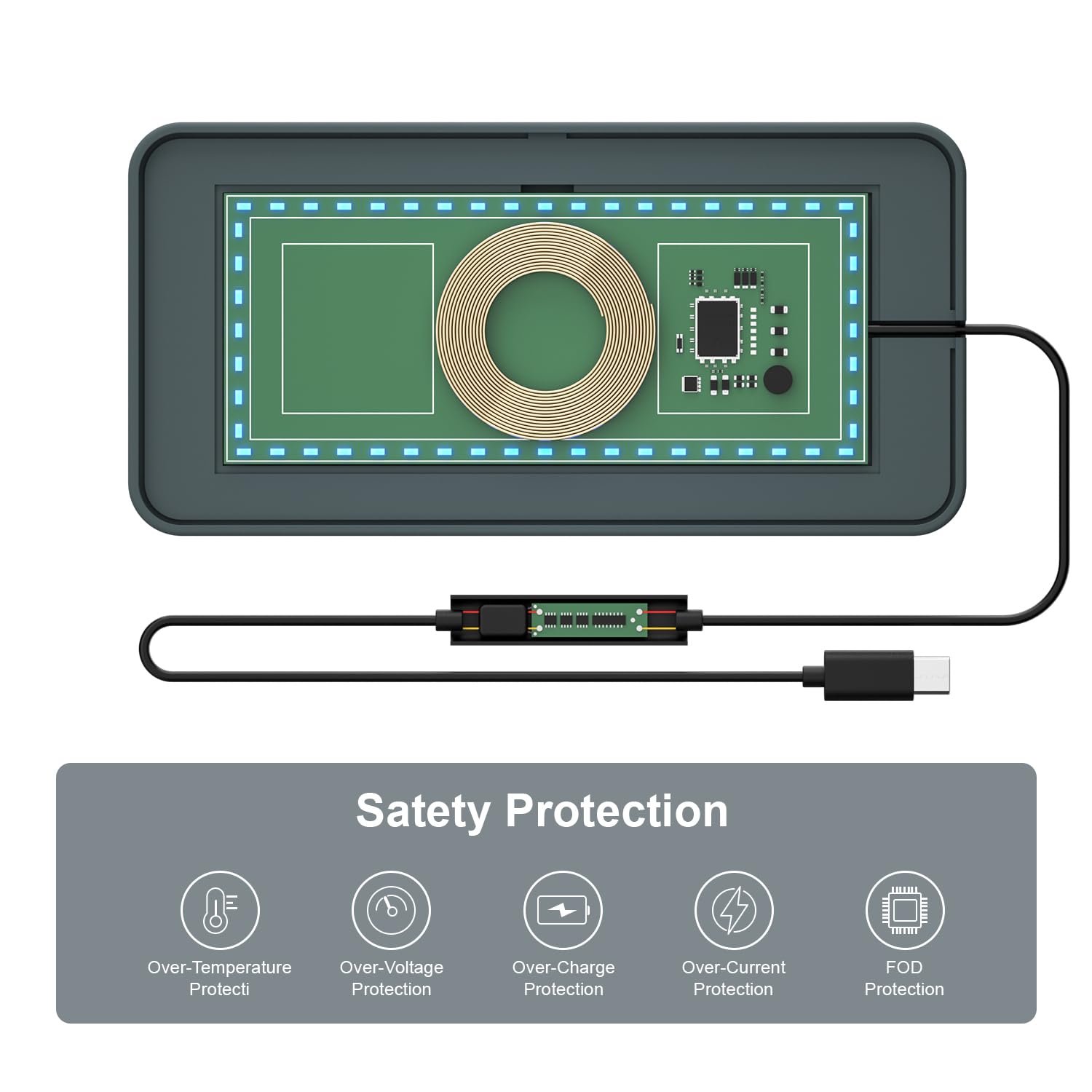 Pad di ricarica wireless per auto, caricabatterie wireless tipo C da 15 W, PD20W caricabatterie rapido per auto compatibile con iPhone 17 Pro Max/16/15 Plus/14/13/12/11 Samsung