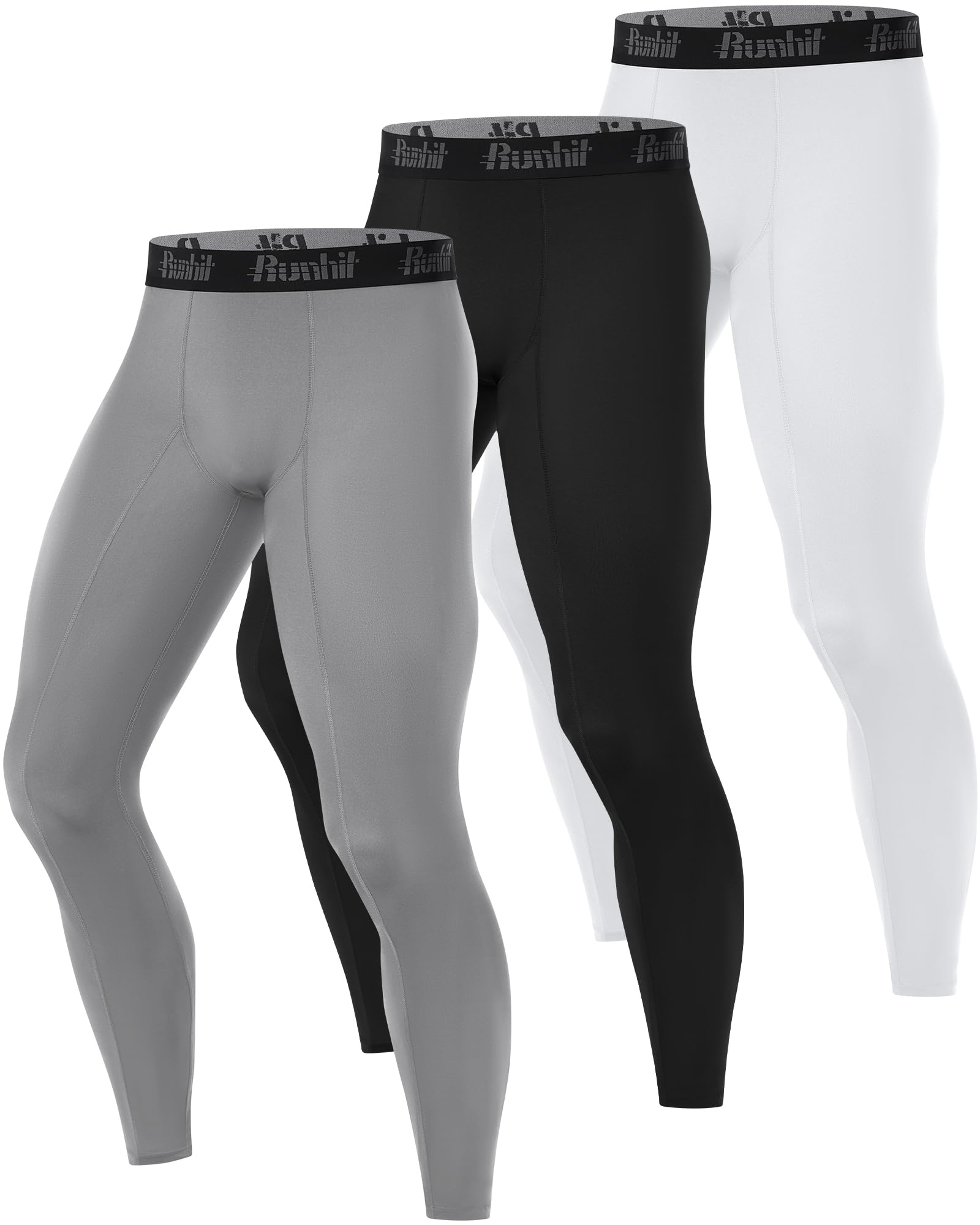 Runhit 1/3er Pack Kompressionshose Herren Lange Sport Leggings Tights Schnelltrocknende Trainingshose Sporthose Männer Atmungsaktiv Laufhose Funktionsunterwäsche für Fitness Joggen Gym