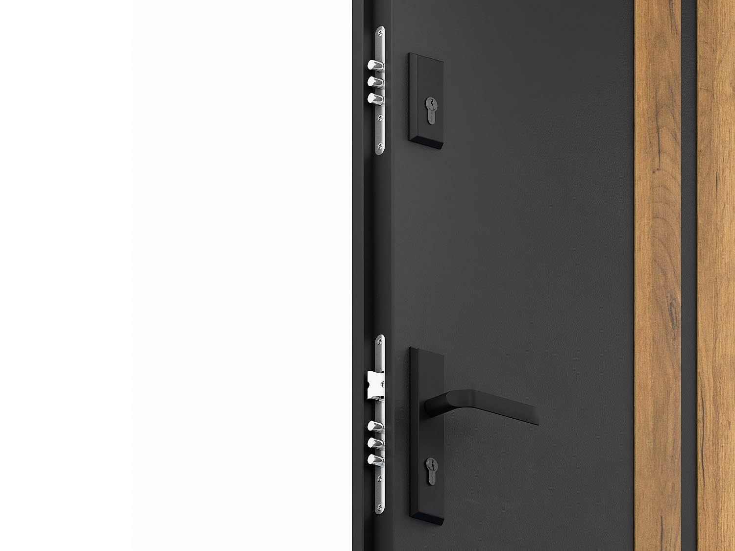 Vente-unique - Puerta de entrada Cobrita - L 95cm x A 9cm x H 203.5cm - acero - gris antracita