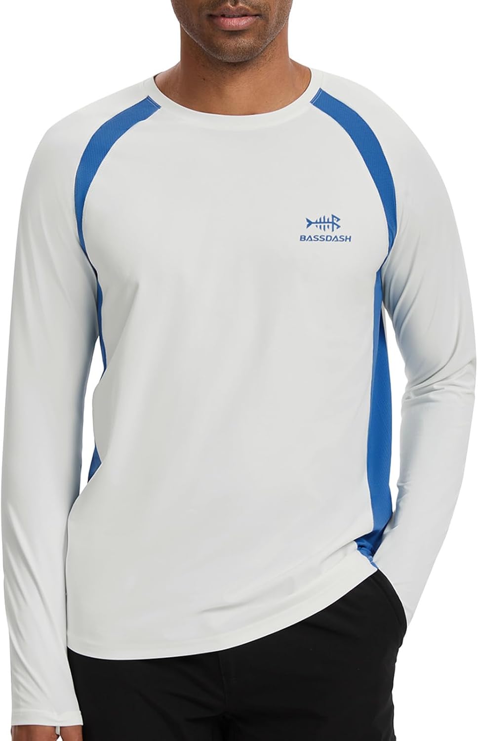 BASSDASH Men's UPF 50+ Wrinkle-Free Fishing Shirt Long Sleeve Casual Tee with Breathable Mesh for Hiking Running SR01M