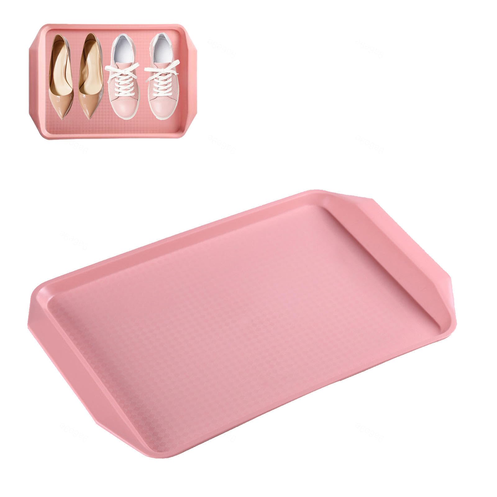 Shoe Tray 3 Pack Plant Trays Plastic Boot Tray for Garden, Bedroom, Entrance Area, Garage Plastic Tray,Pink