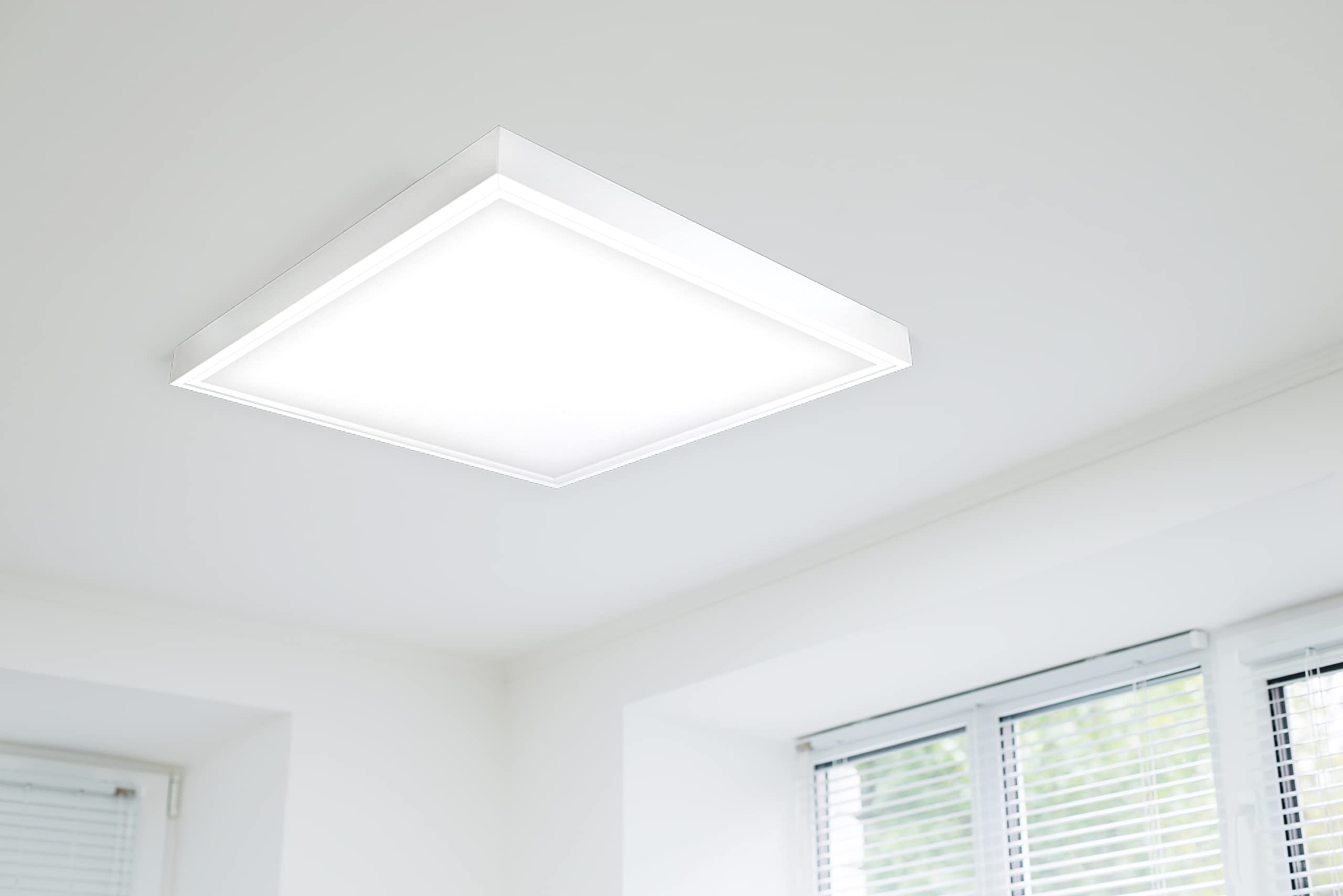 LED Panel 62x62 Neutralweiß 4000K dimmbar Fernbedienung | 40W 3400lm Aufbaurahmen Alu weiß Deckenleuchte Netzteil PLe2.2
