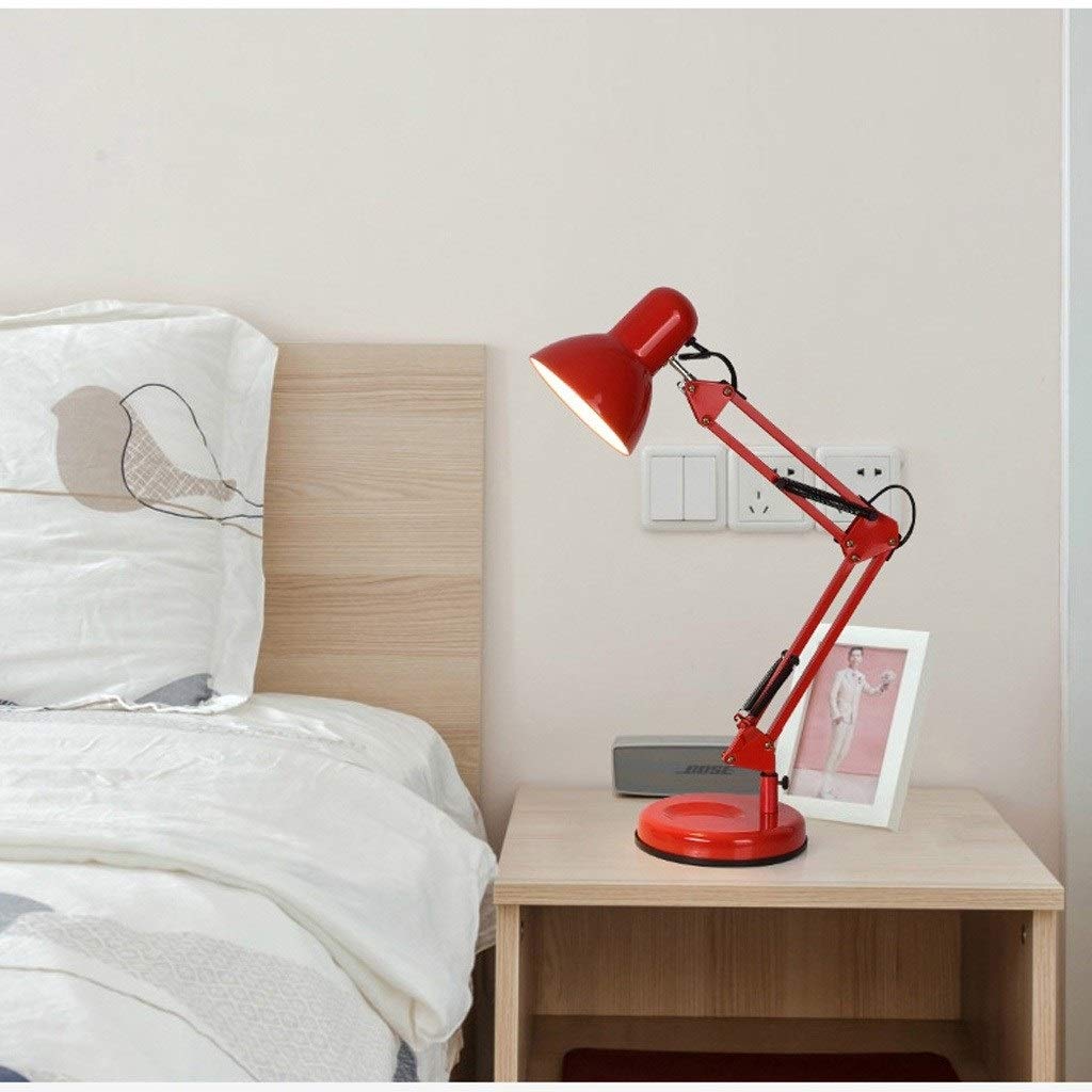YSJNGF biurkowa LED zadaniowa Bez migotania Lampka do czytania dla uczniów Składana lampka nocna do sypialni do biura Szycie Rzemiosło Rysunek Nail Art stołowa Lampka do czytania (kolor: Rojo)