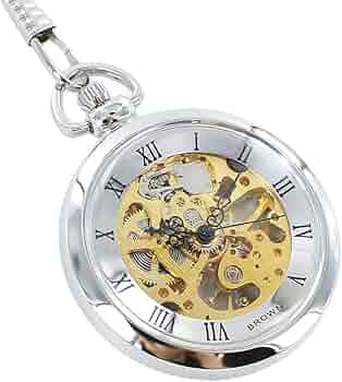 Amazon | [ブラウン]BROWN 懐中時計 選べる5カラー 手巻き 機械
