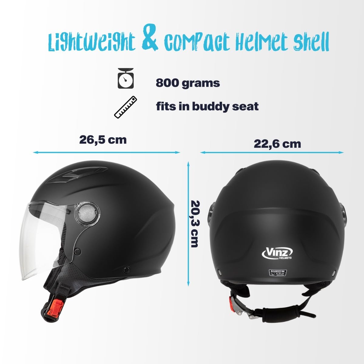 VINZ Magic Motorrad Helm Kinder | Kinder Jethelm in Gr. YS-YXL | Kinderhelm Motorrad, Roller, Mofa & Moped | ECE 22.06 Zertifiziert