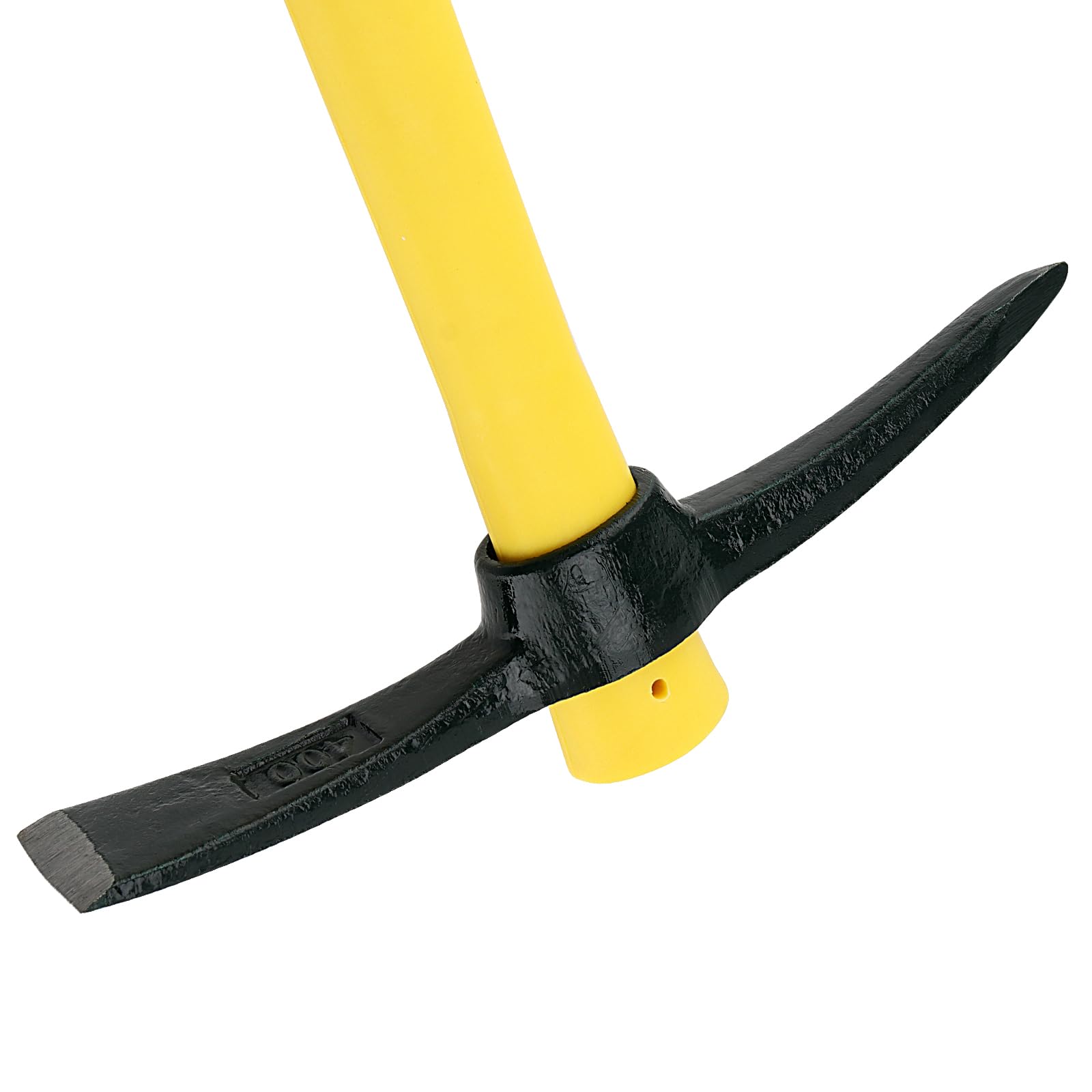 Piccone grande da giardino con testa forgiata in acciaio e manico in fibra di vetro rivestito in plastica (38 cm), piccone robusto, ideale per giardinaggio, campeggio