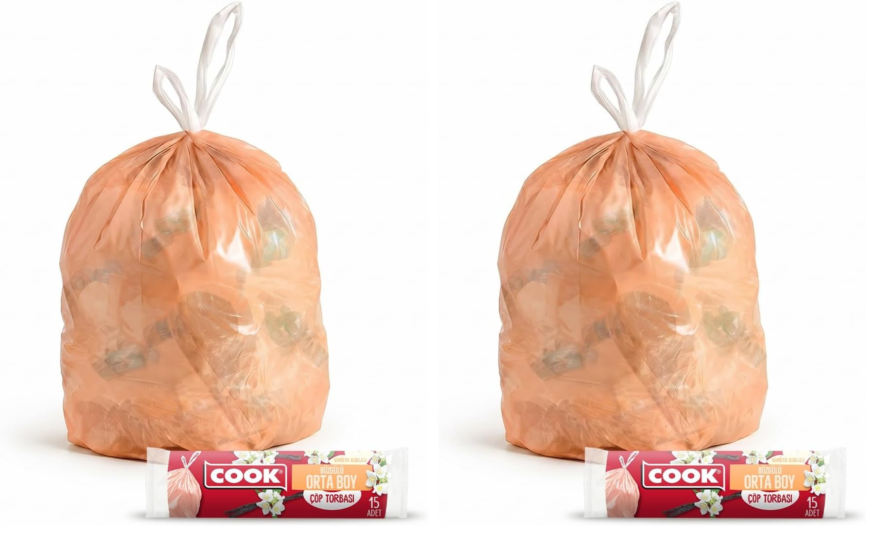 Cook Büzgülü Vanilya Kokulu Çöp Torbası Orta Boy (2 paketi)