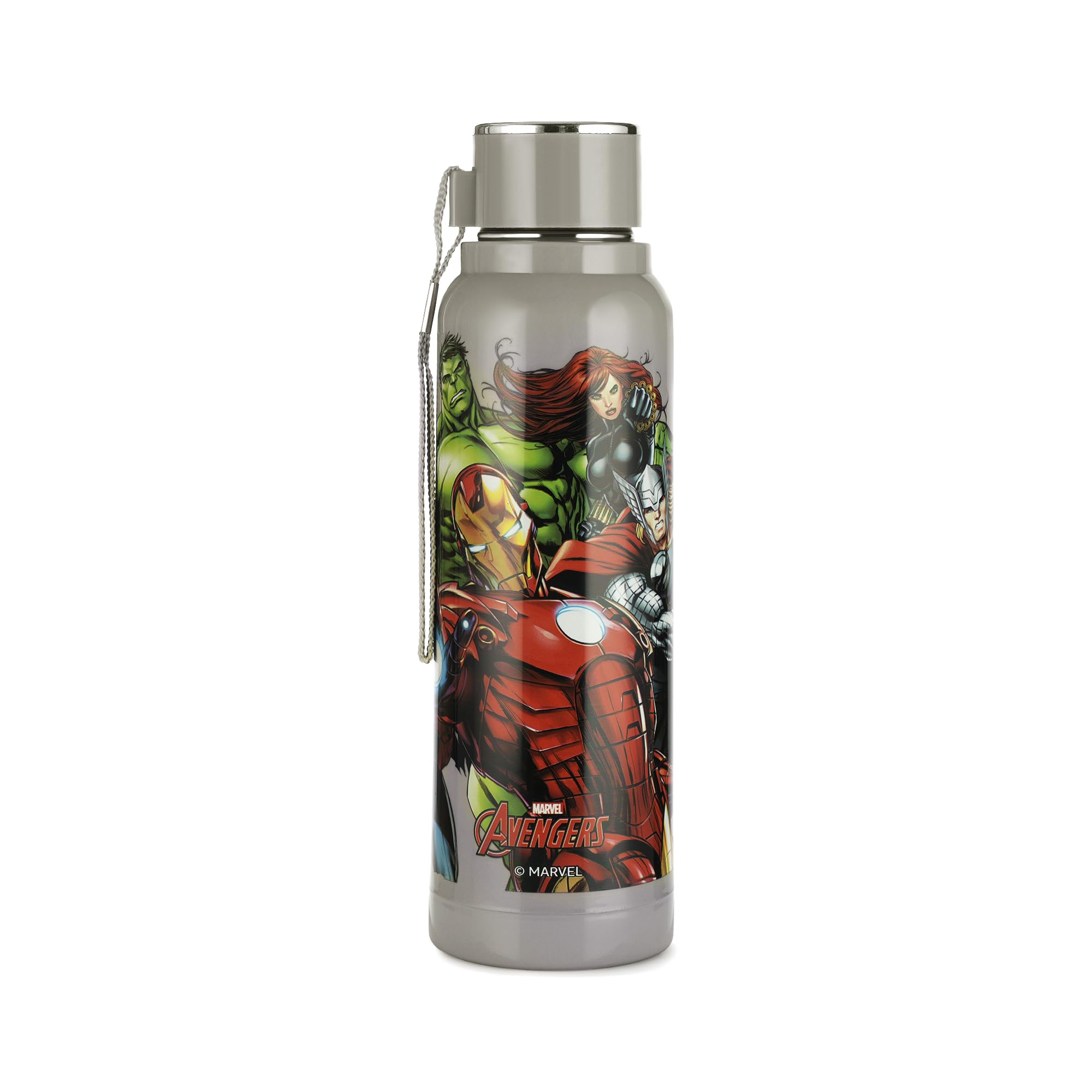 CELLO Puro Steel-X Benz Icon Insulated Water Bottle for Kids 650 ml, Grey | 3D Touch & Feel Design Easy One Hand Grip with Loop Leakproof Inner Steel Insulated Water Bottle for School Kids Boys Girls-image-11