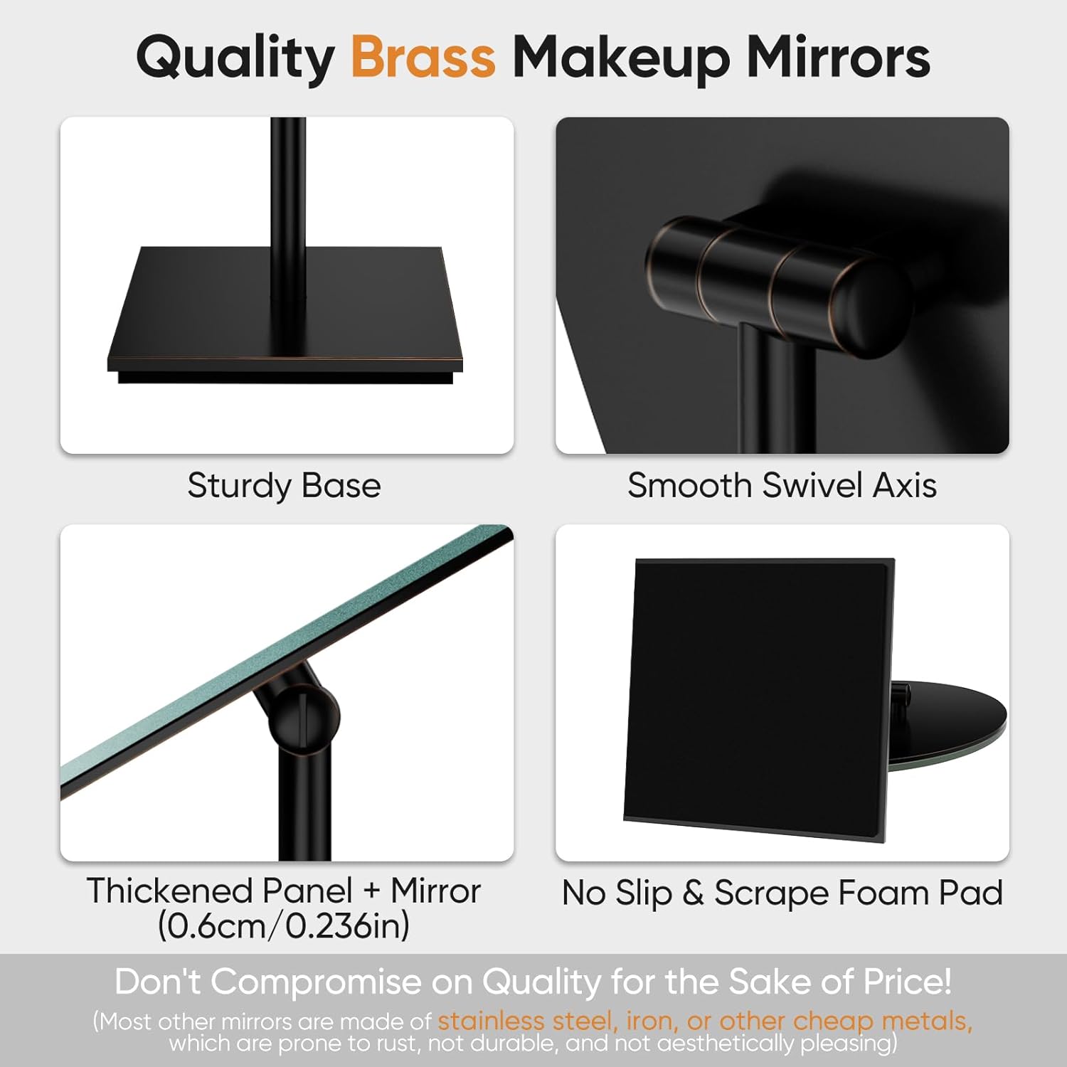 GURUN Large Oval Tabletop Vanity Mirror 7x12 Oil Rubbed Bronze Luxuries Makeup Mirror with Stand for Jeweller's M2017-ORB for Women Mom