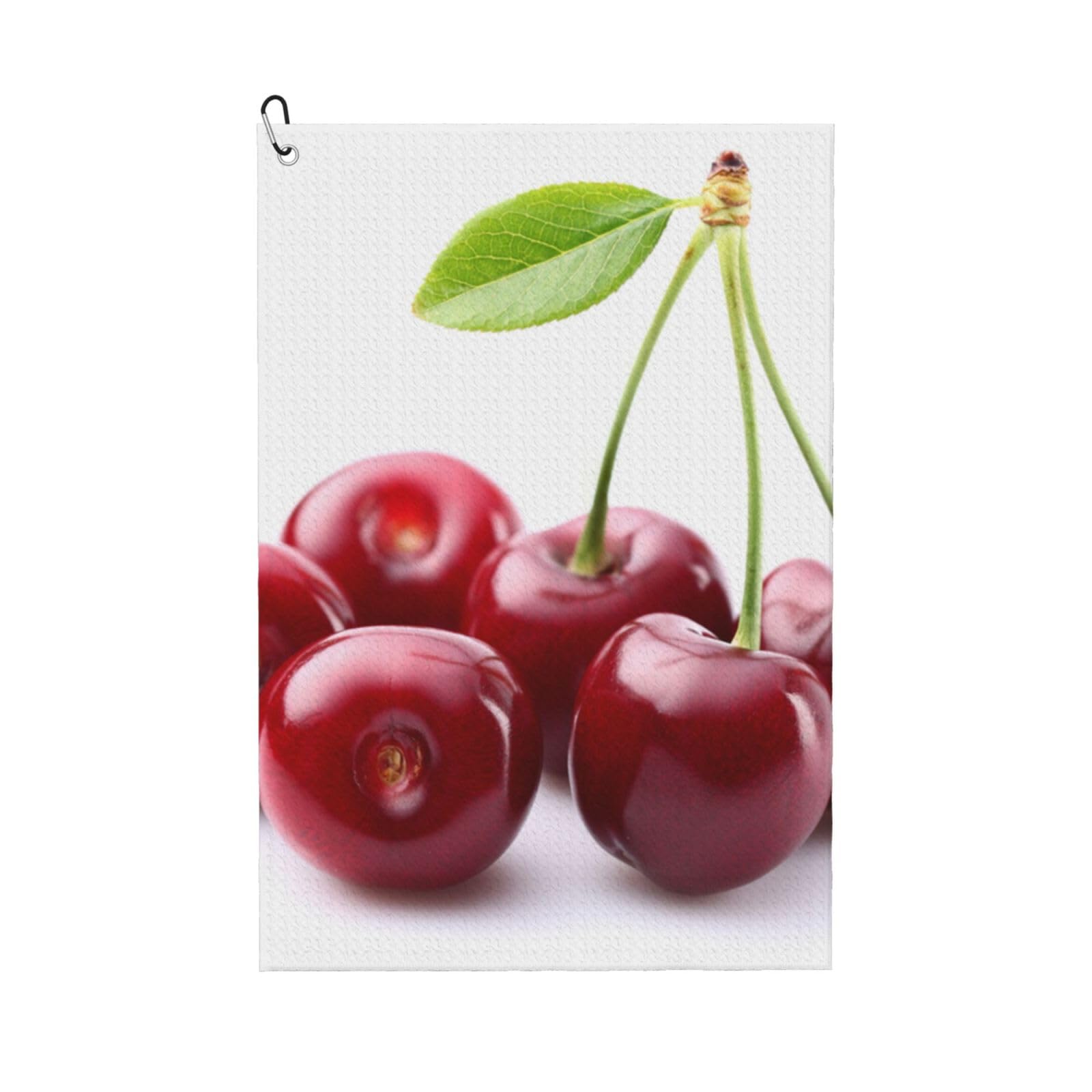 Hnnkloy Cute Cherry, 16x24 in Portable Waffle Golf Towels with Carabiner Clip for Golf Bag