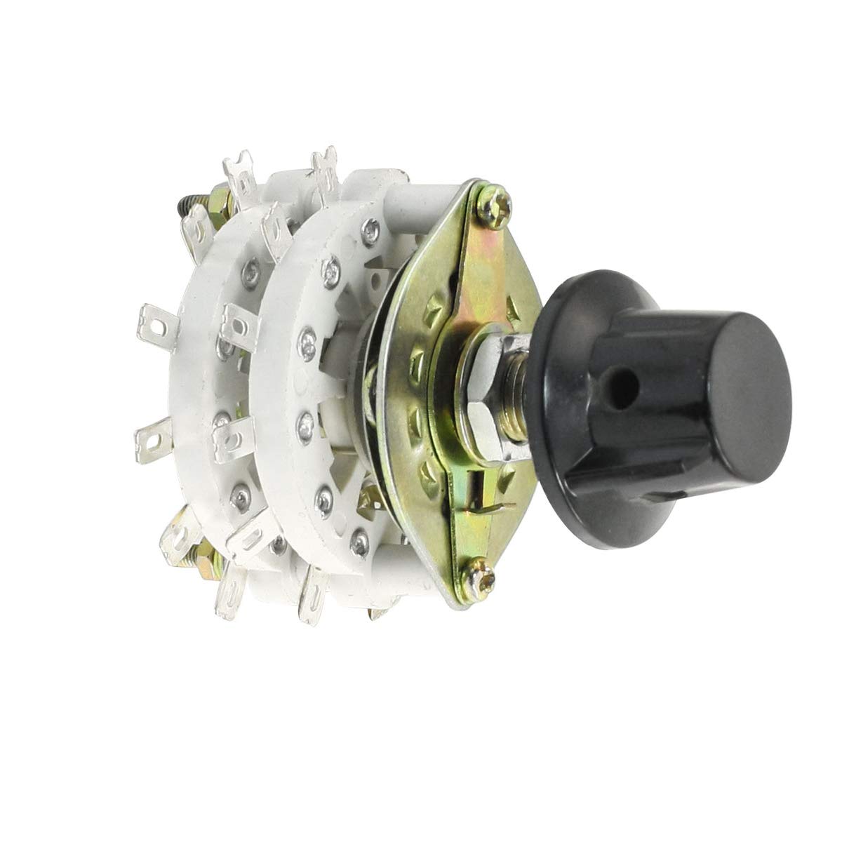 Aexit 2P7T 2 Plug-in Switches Pole 7 Throw Band Channel Rotary Switch Outlet Switches Selector White