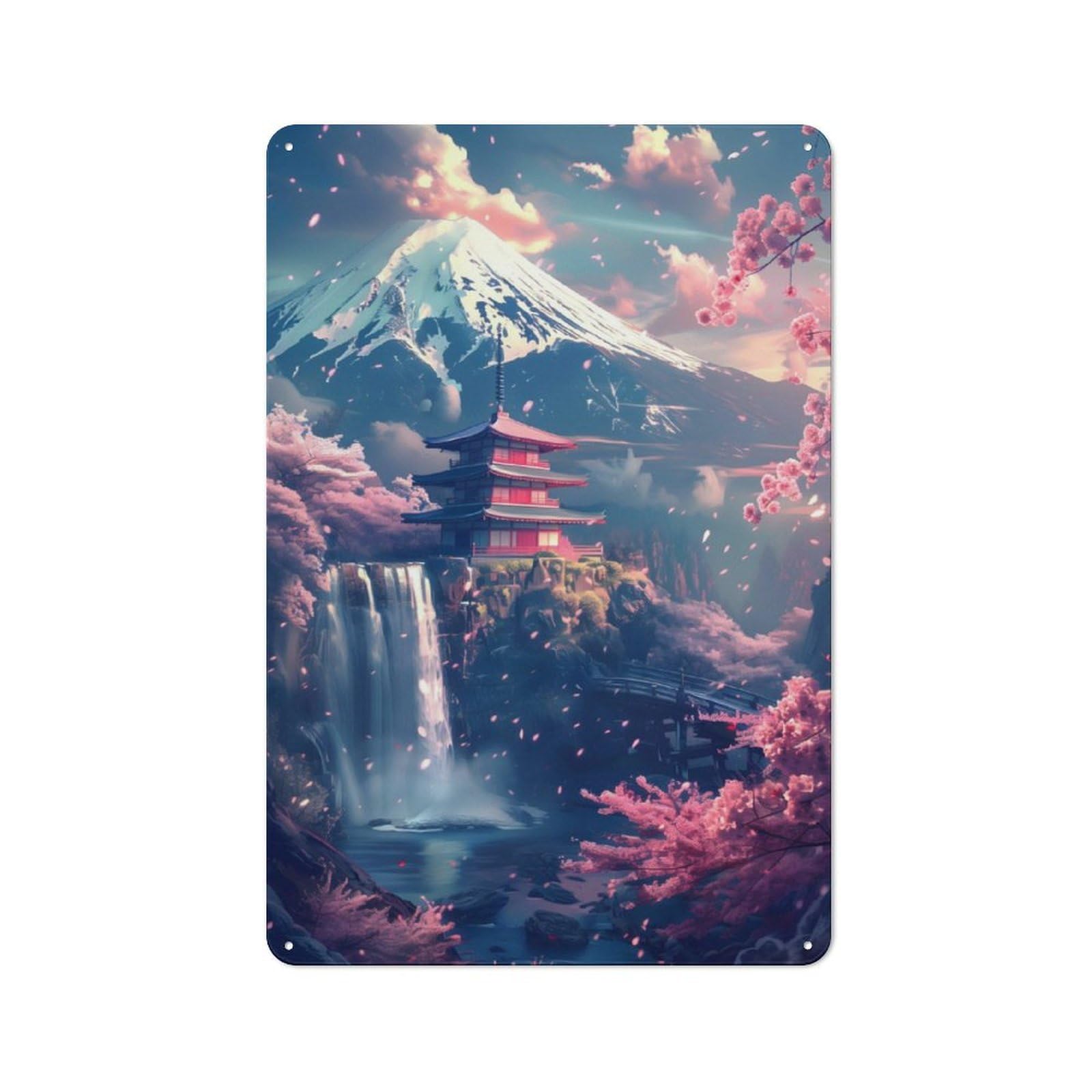 Junmoney Cherry Blossom Japan Art Vintage Tin Sign 30X20cm With For Dining Room Or Kitchen, For Vintage Wall Decor Fans, For Metal Sign Collectors